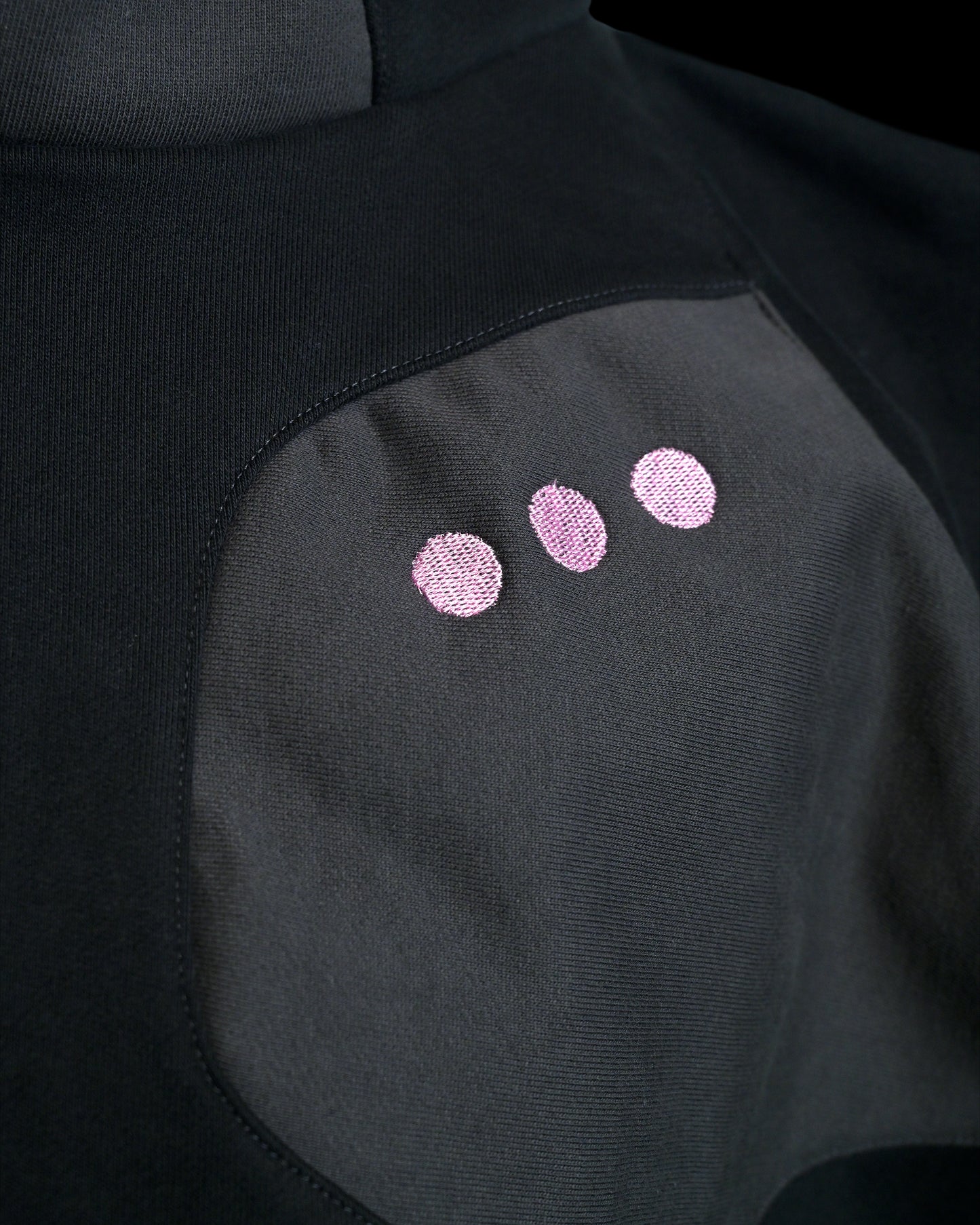 black cybercore archive fashion women's hoodie, embroidery detail