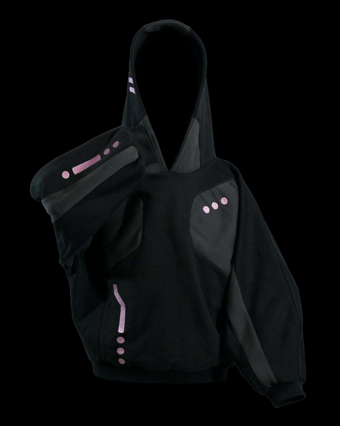 black cybercore archive fashion women's hoodie, front view
