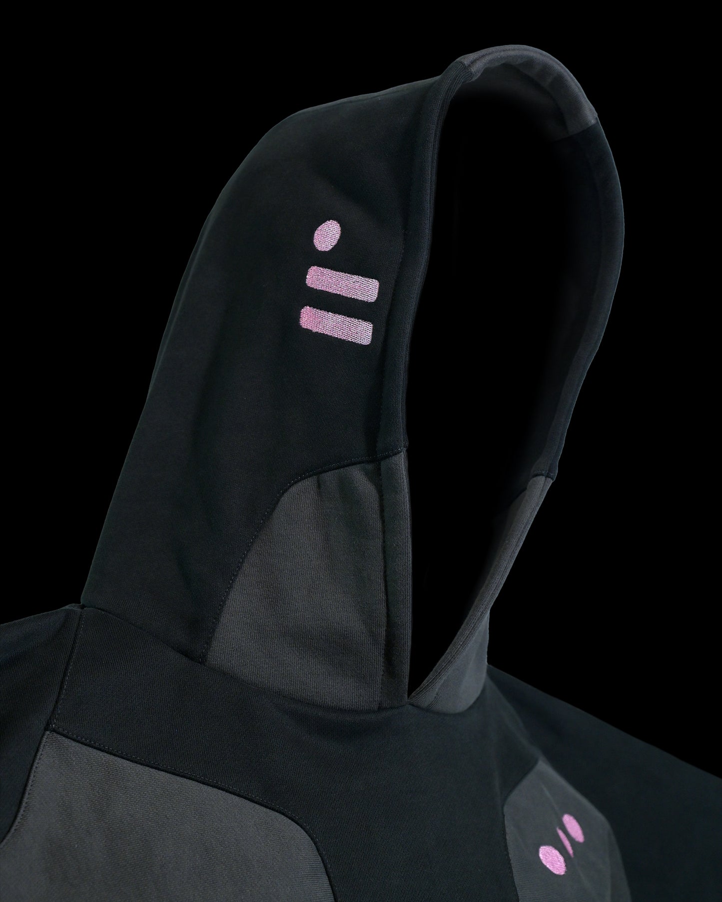 black cybercore archive fashion women's hoodie, hood view