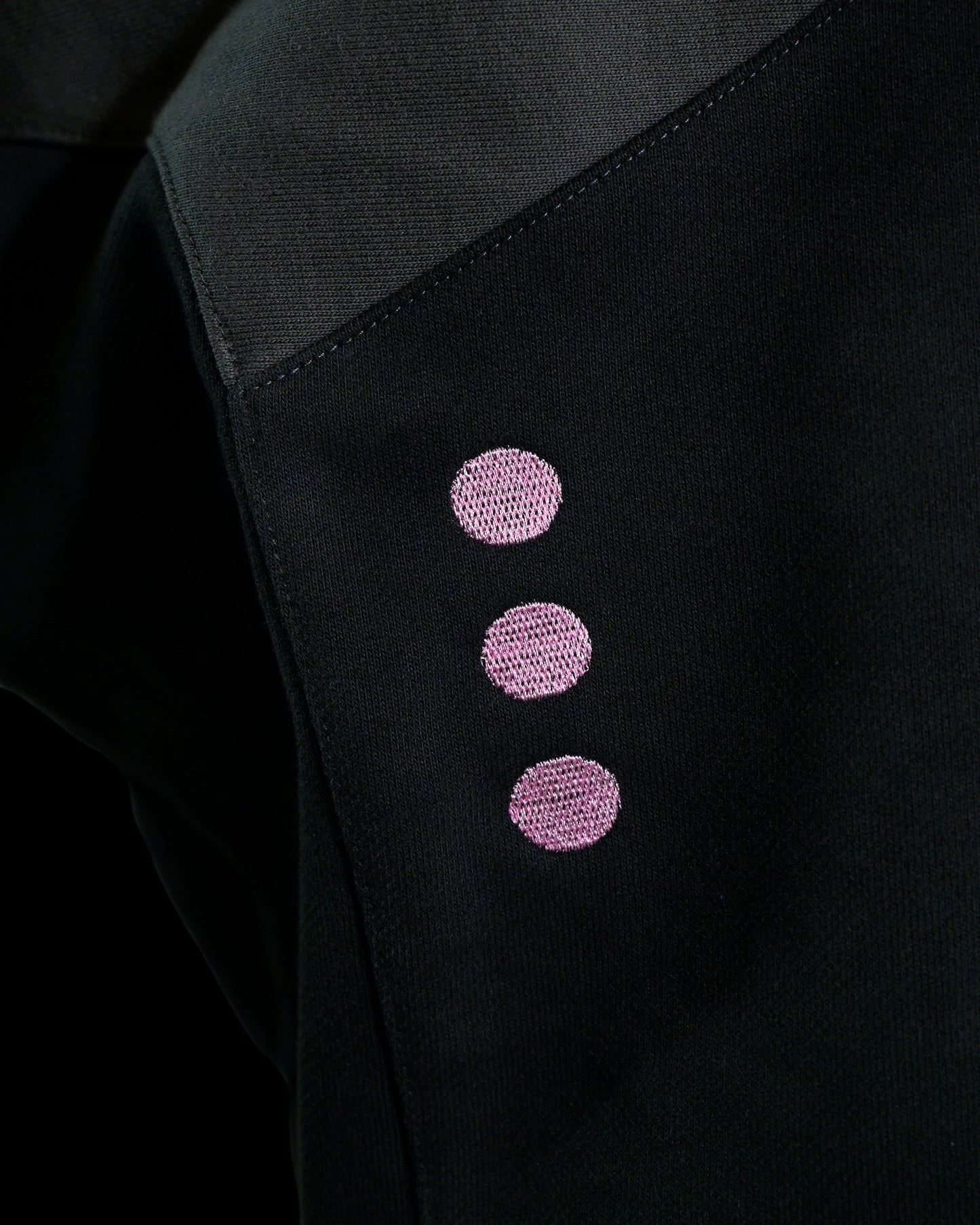 black cybercore archive fashion women's hoodie, stitching detail