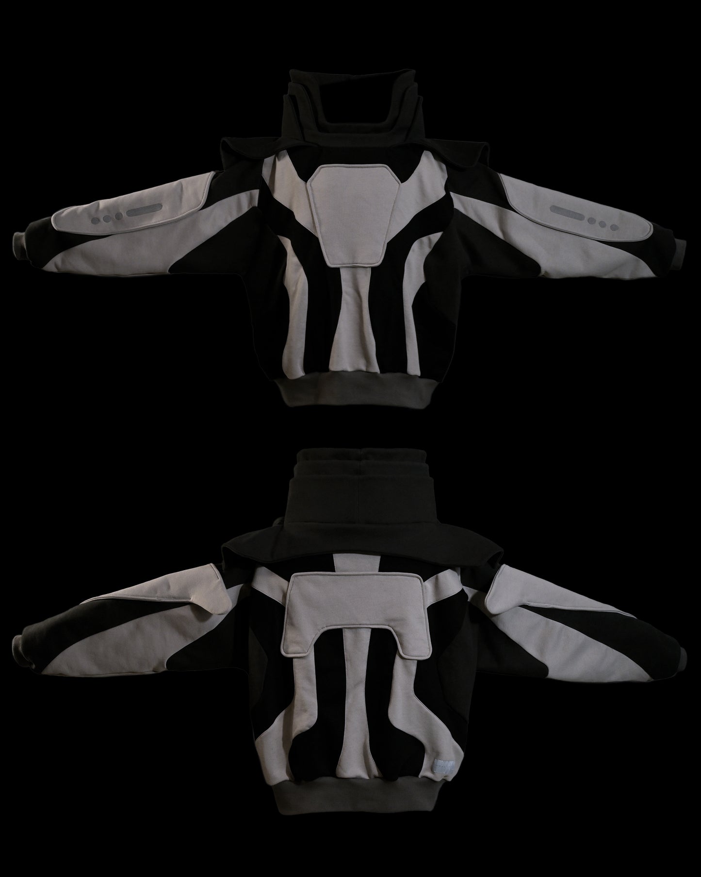 black space astronaut archive fashion sweater, front and back view