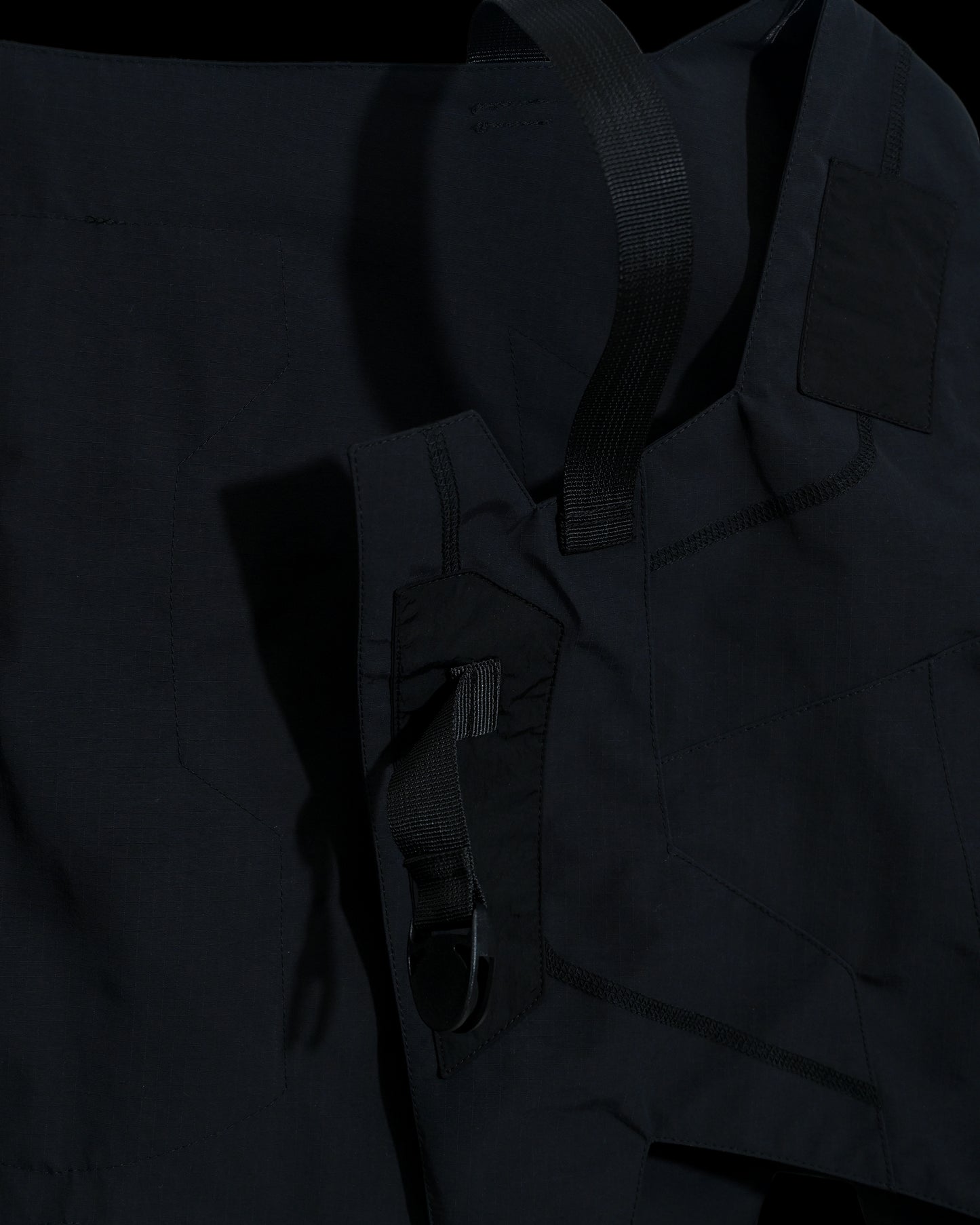 black tactical military dystopian vest, buckle detail