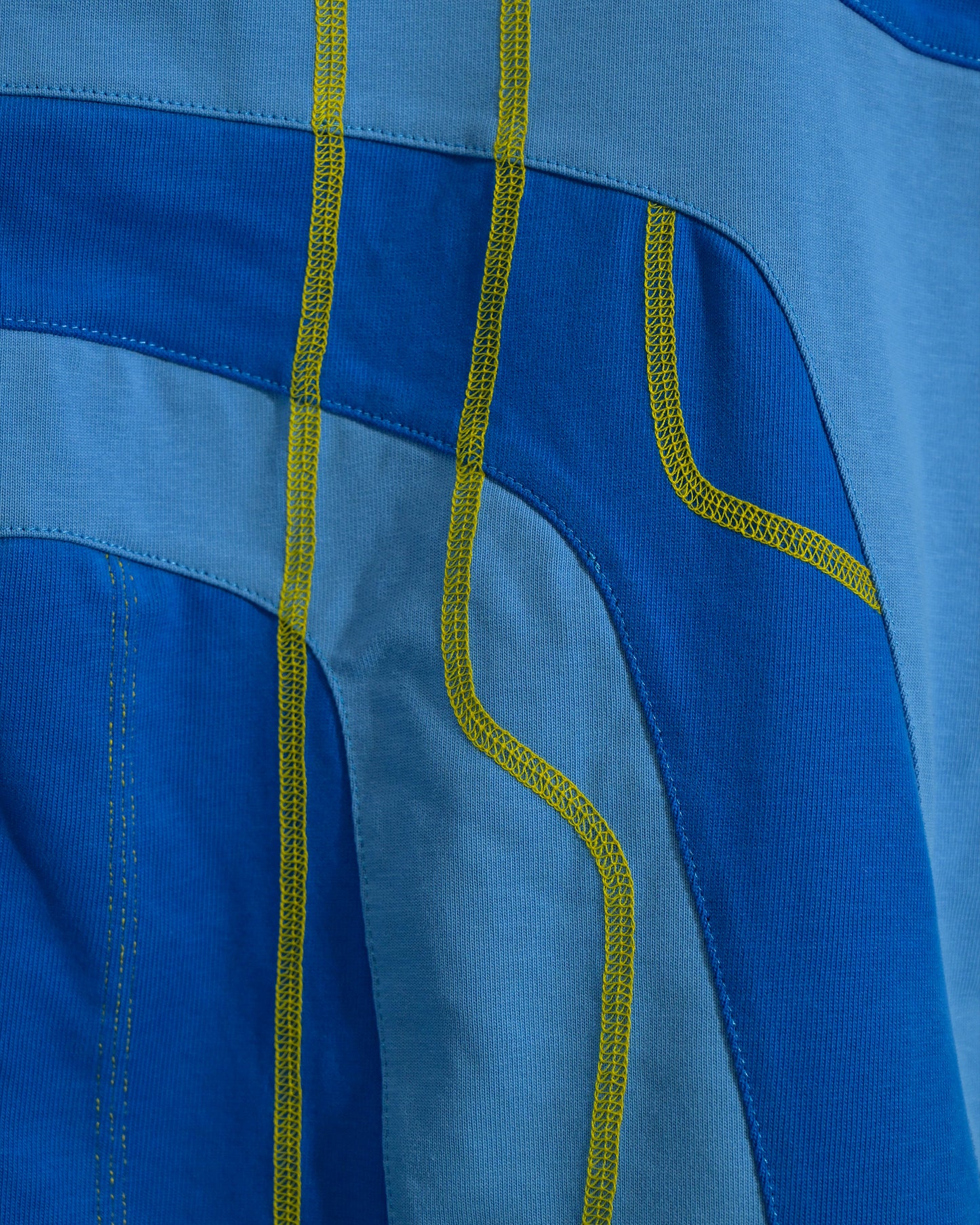 blue hydro sci-fi clothing shirt, detail close up view