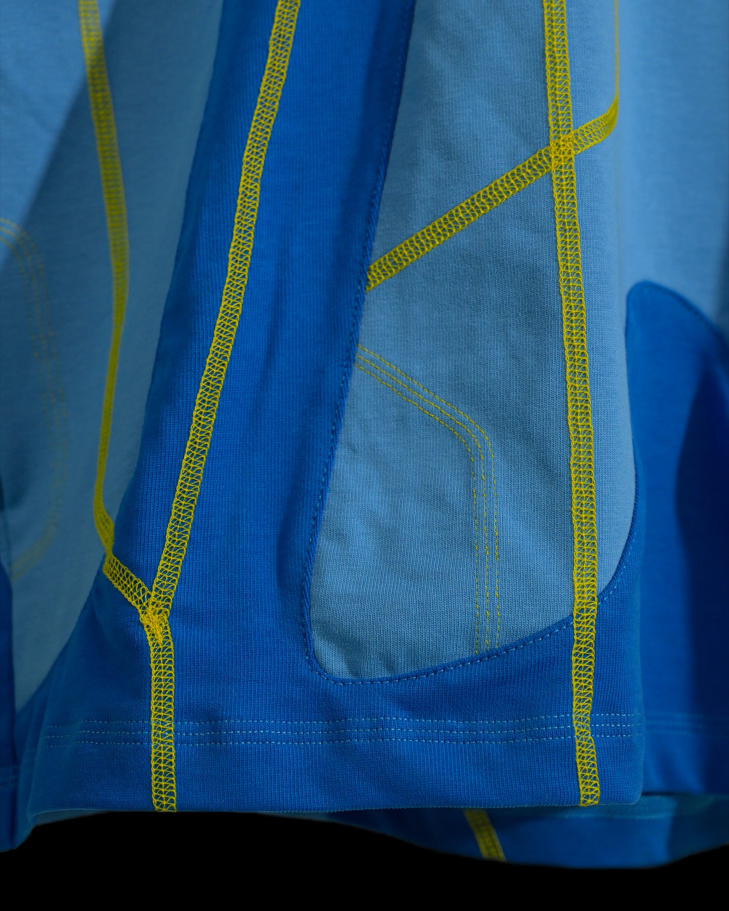 blue hydro sci-fi clothing shirt, stitching detail