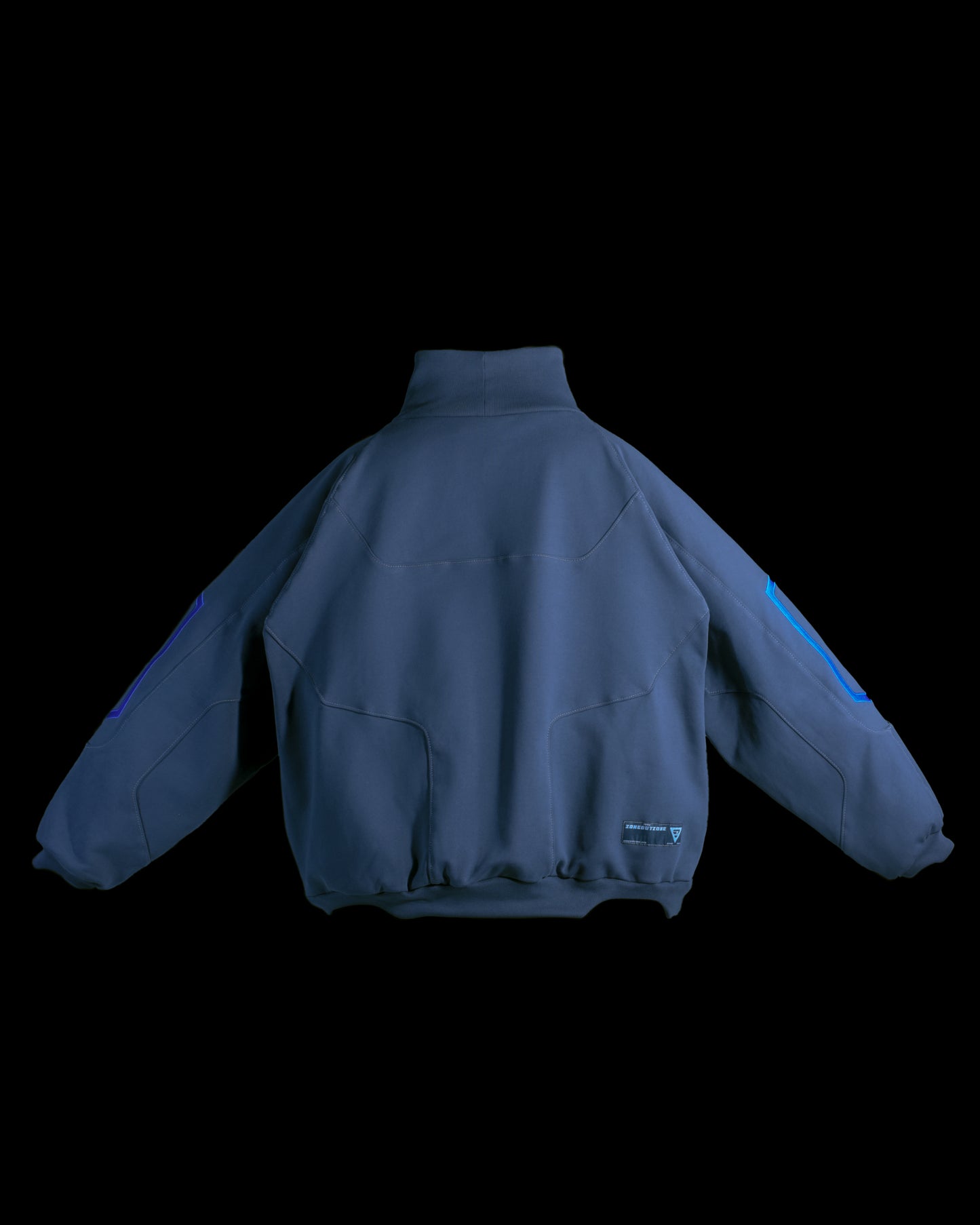 blue spacewear futuristic archive fashion sweater, back view