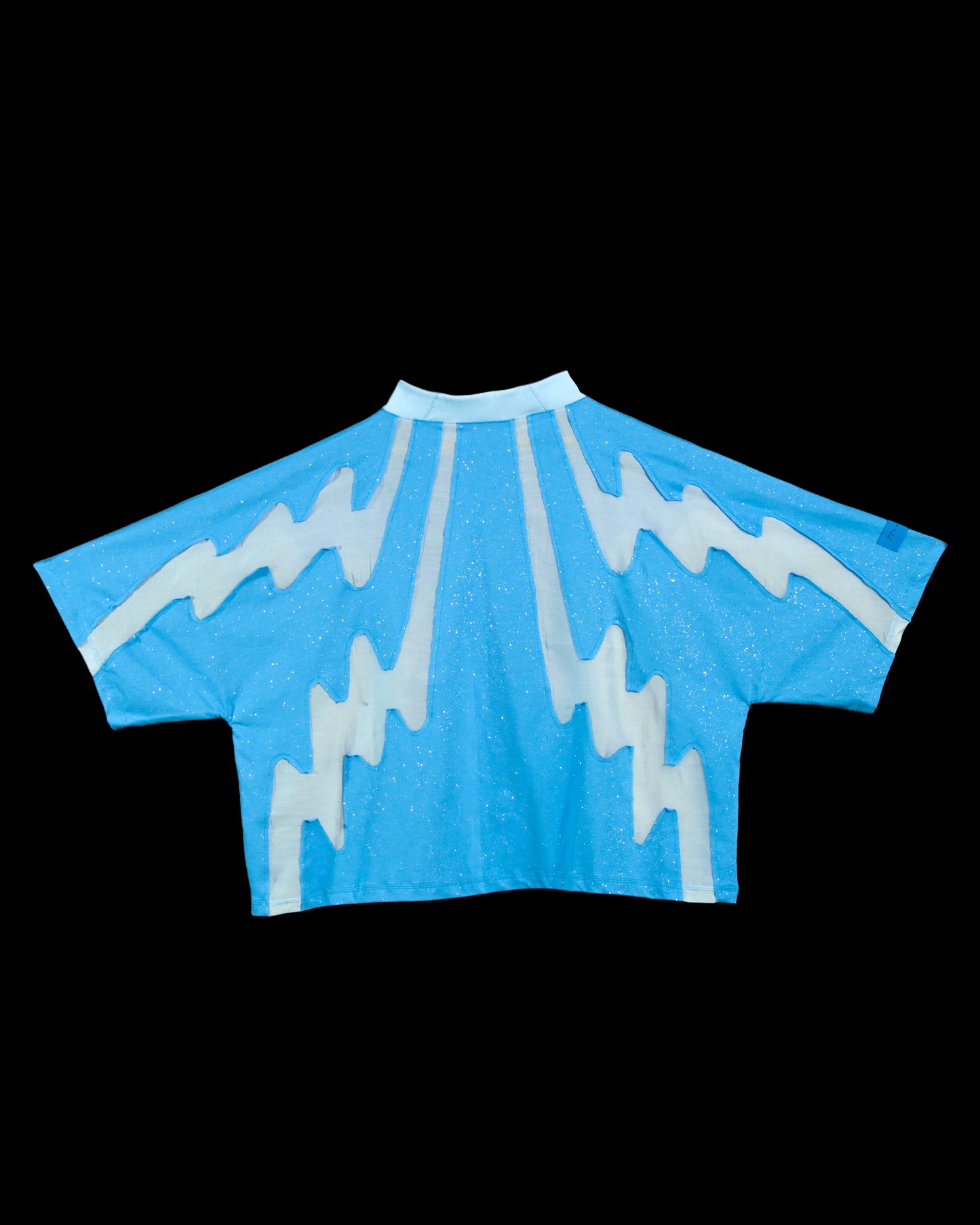 blue womens water world sci-fi shirt, back view