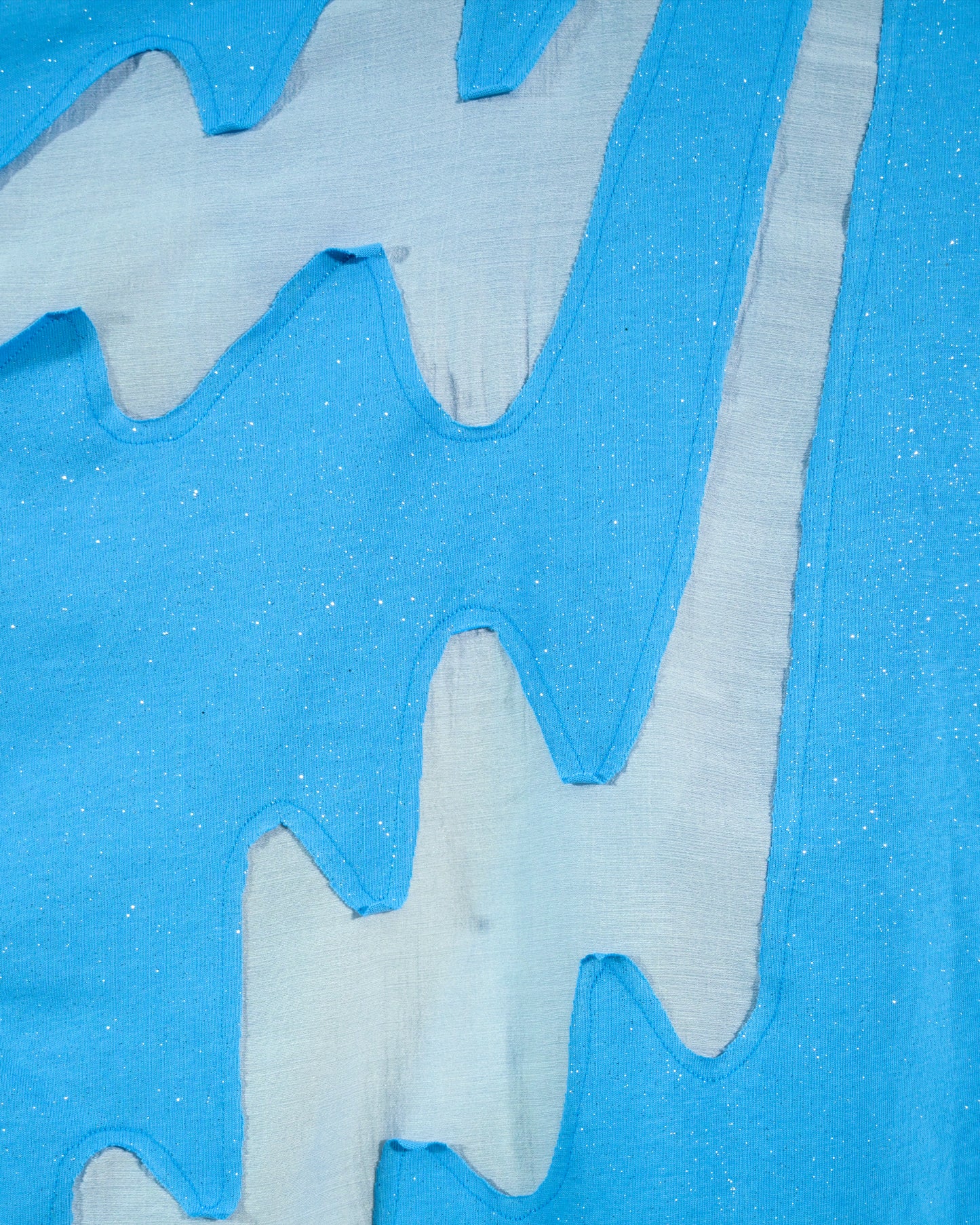 blue womens water world sci-fi shirt, detail view
