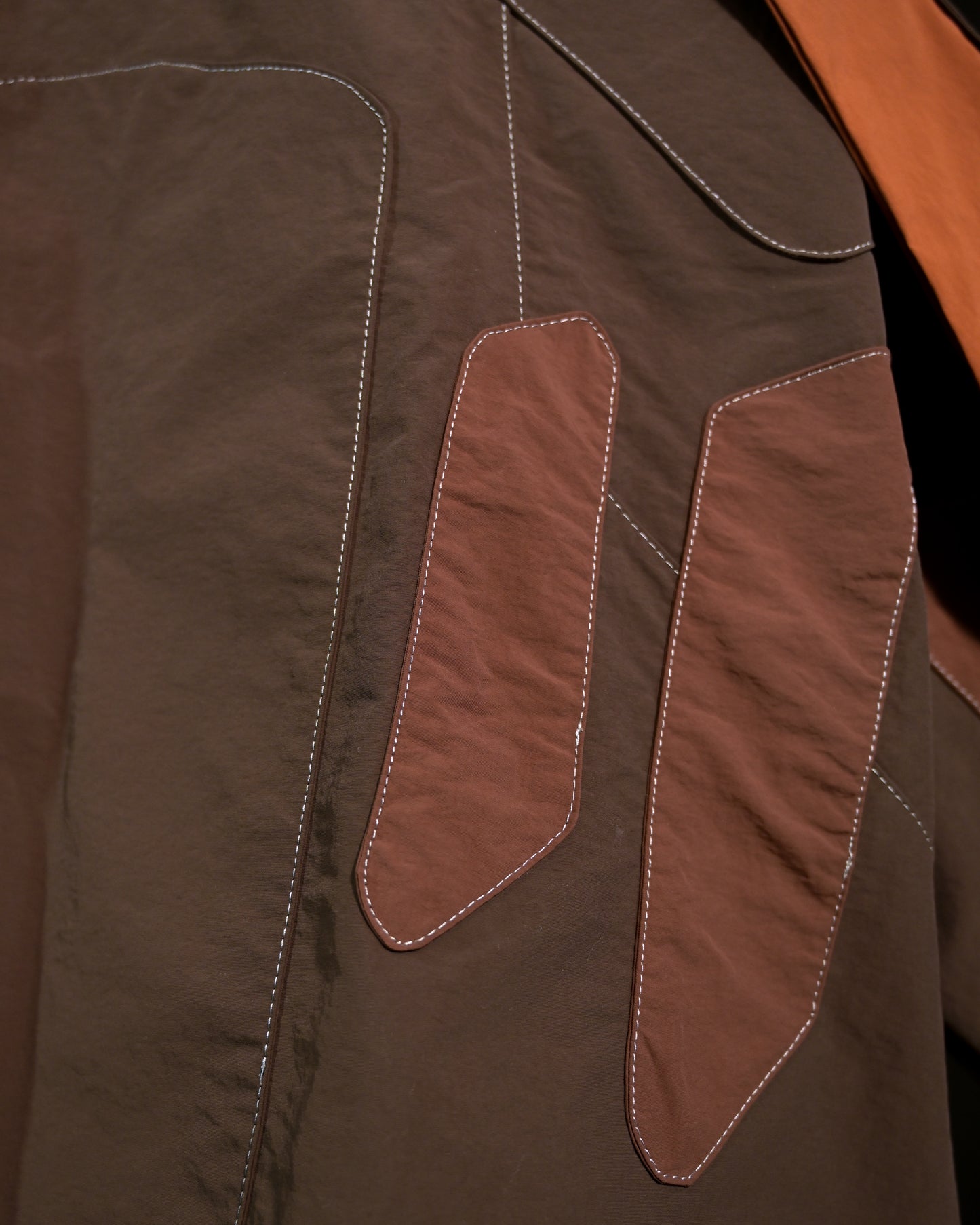 brown industrial dystopian streetwear archive fashion jacket, detail