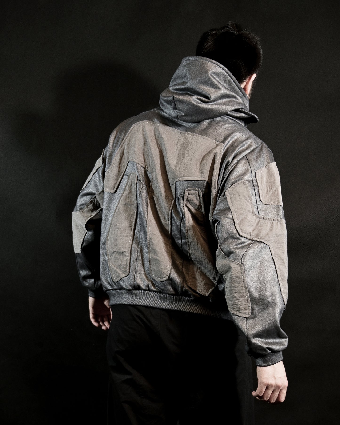 chrome alien sci-fi ufo extraterrestrial archive hoodie, back model view
