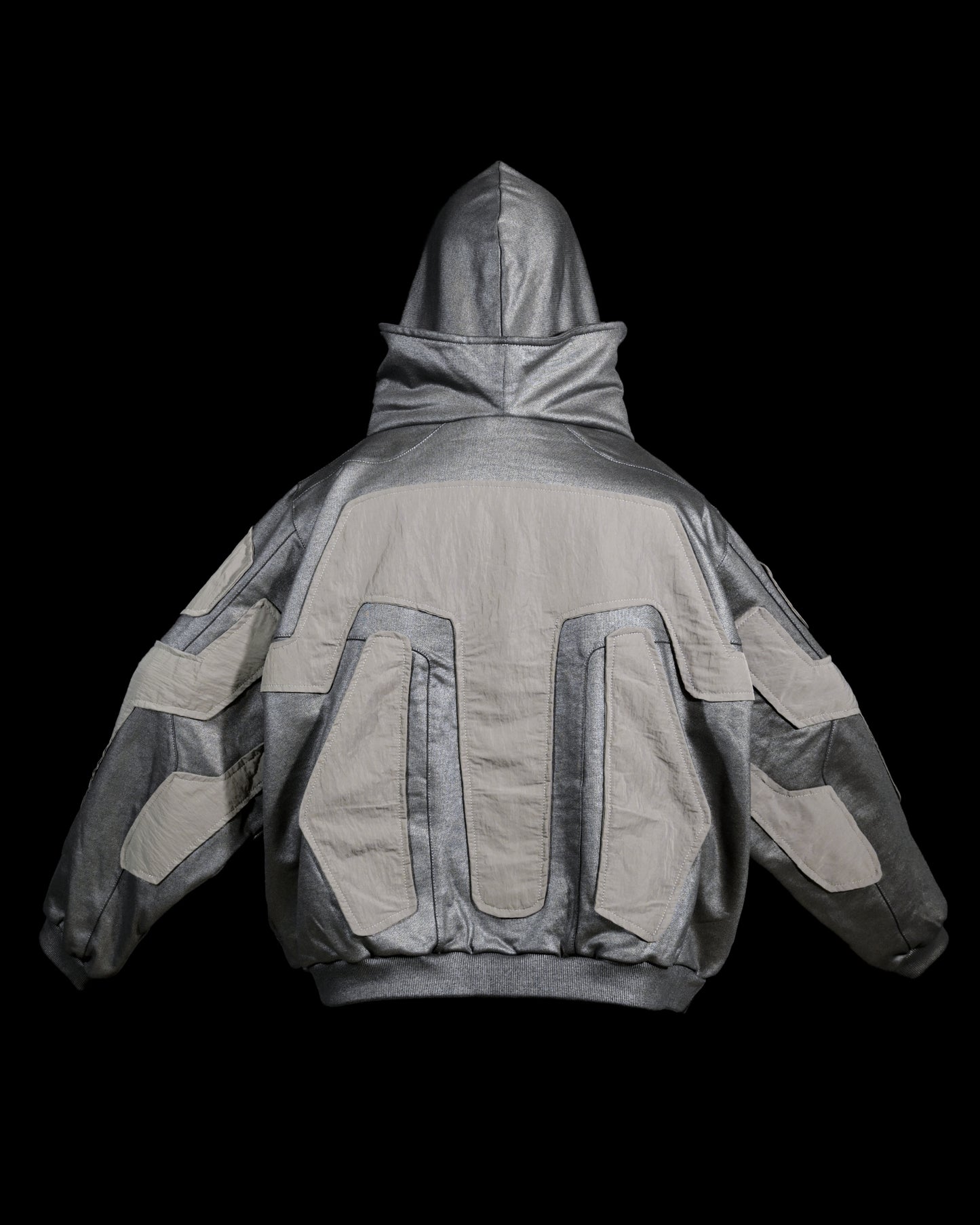 chrome alien sci-fi ufo extraterrestrial archive hoodie, back view