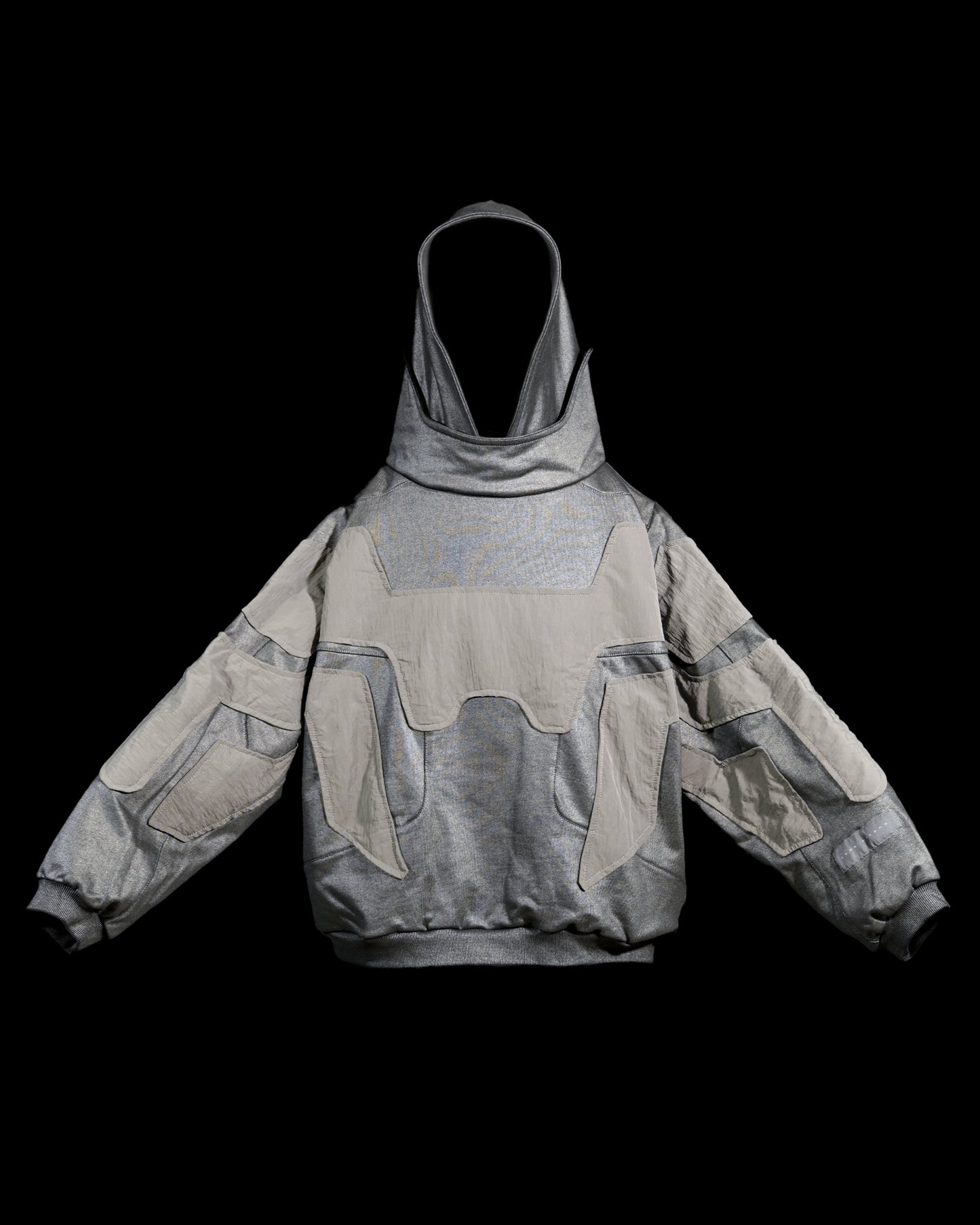 chrome alien sci-fi ufo extraterrestrial archive hoodie, front view
