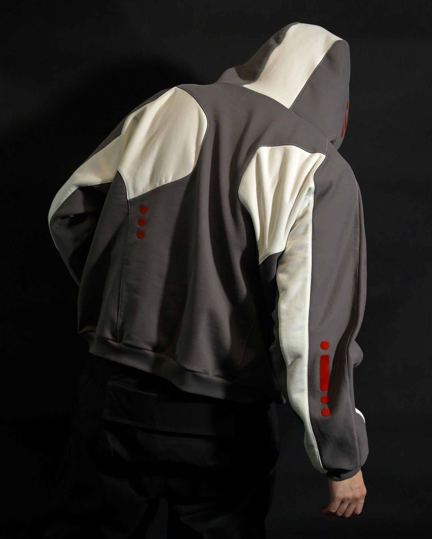 cybercore cyberpunk sci-fi futuristic brown hoodie, back model view