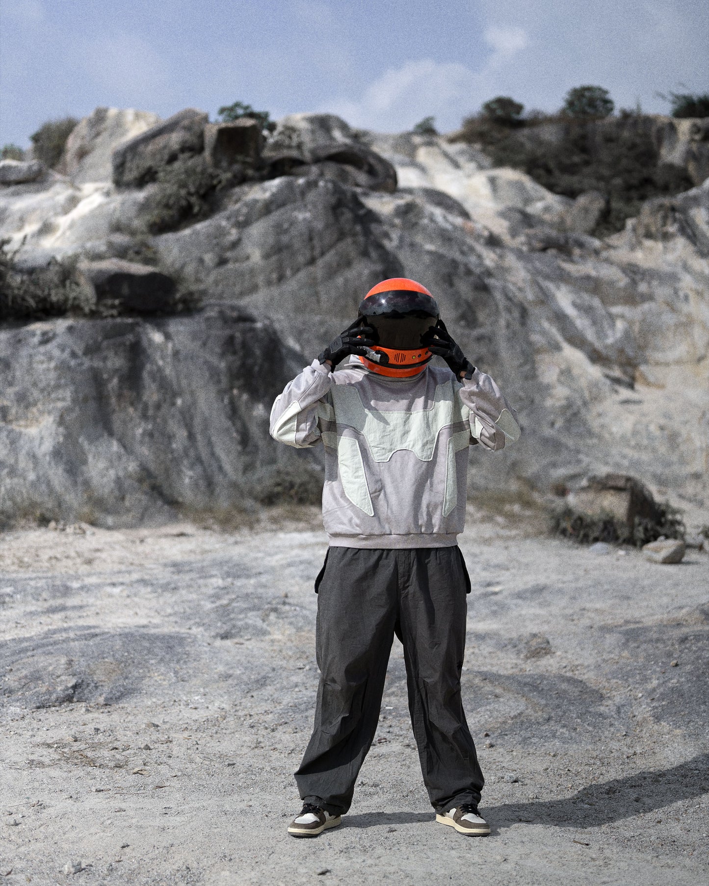 extraterrestrial alien sci-fi clothing hoodie, front model standing view