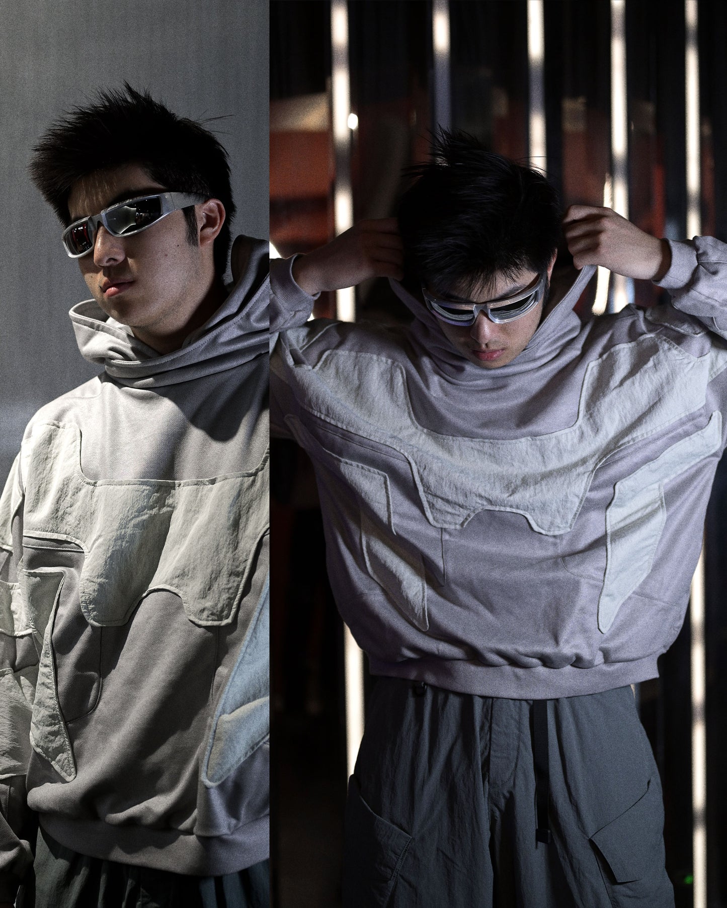extraterrestrial alien sci-fi clothing hoodie, two models view