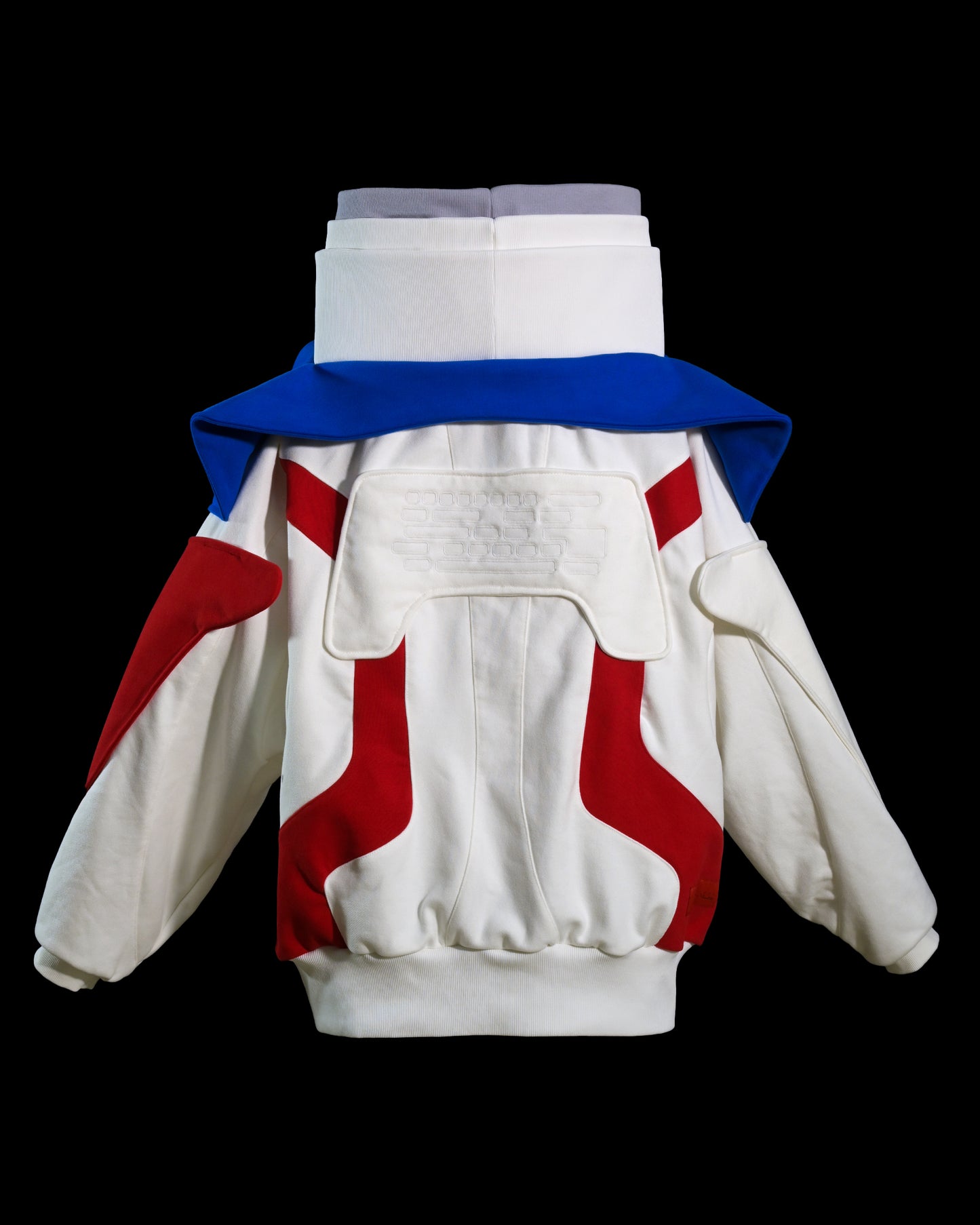 futuristic cyber core robotic toy archive sweater, back view