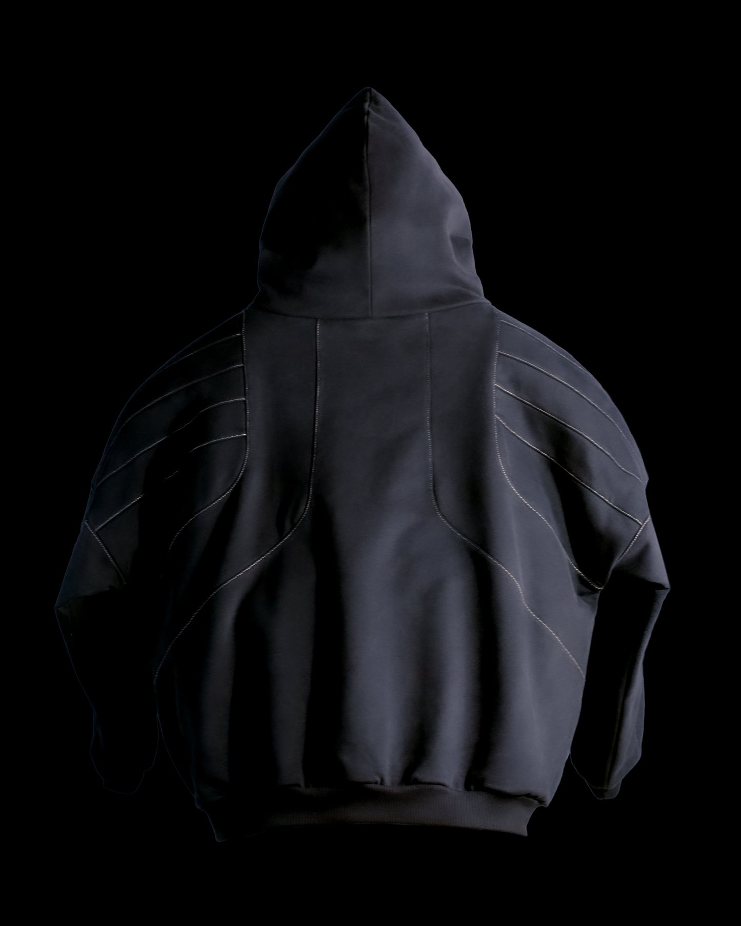 grey industrial work wear blank hoodie, back view