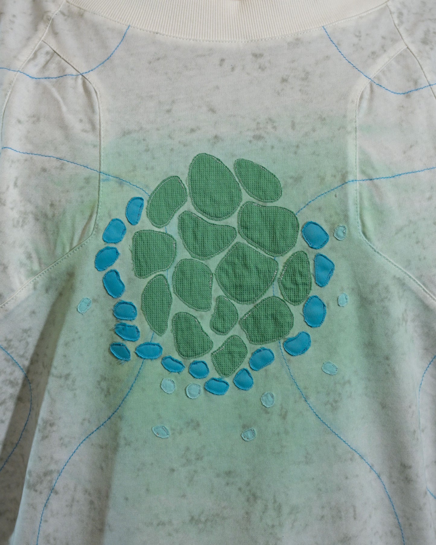 lucid coral aqua sci-fi clothing hoodie, raw edge