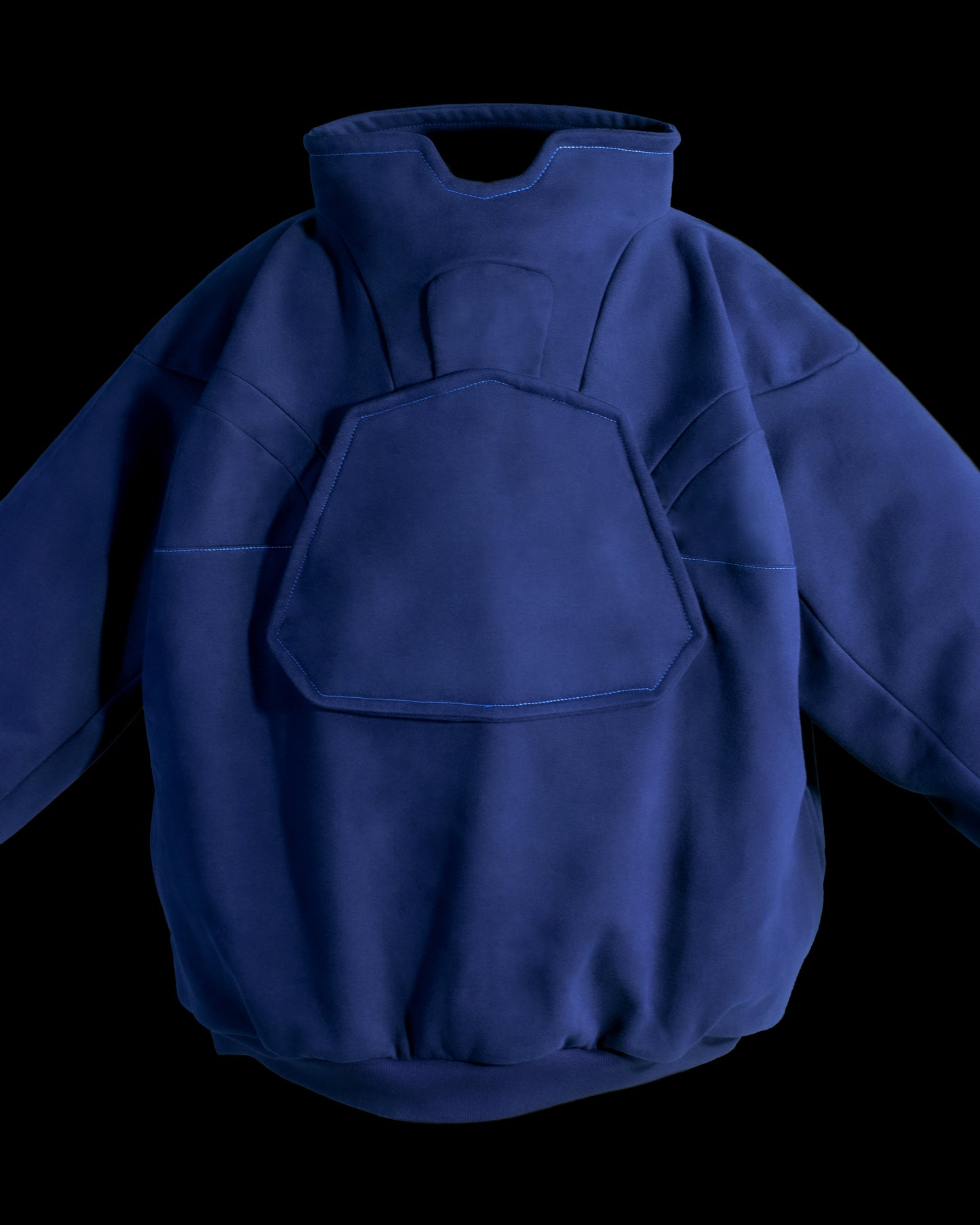 navy android space heavyweight sweater, front close up view