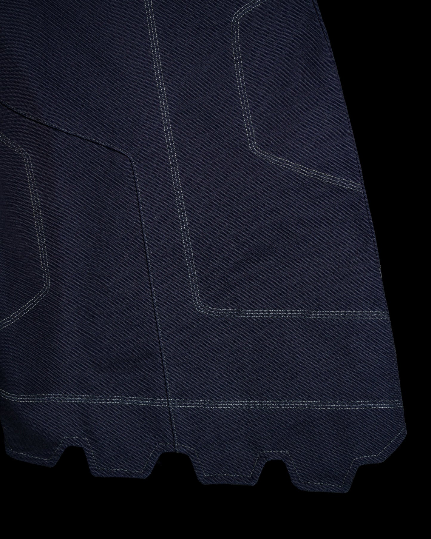 navy cotton canvas techwear cybernetic archive fashion shorts, detail view