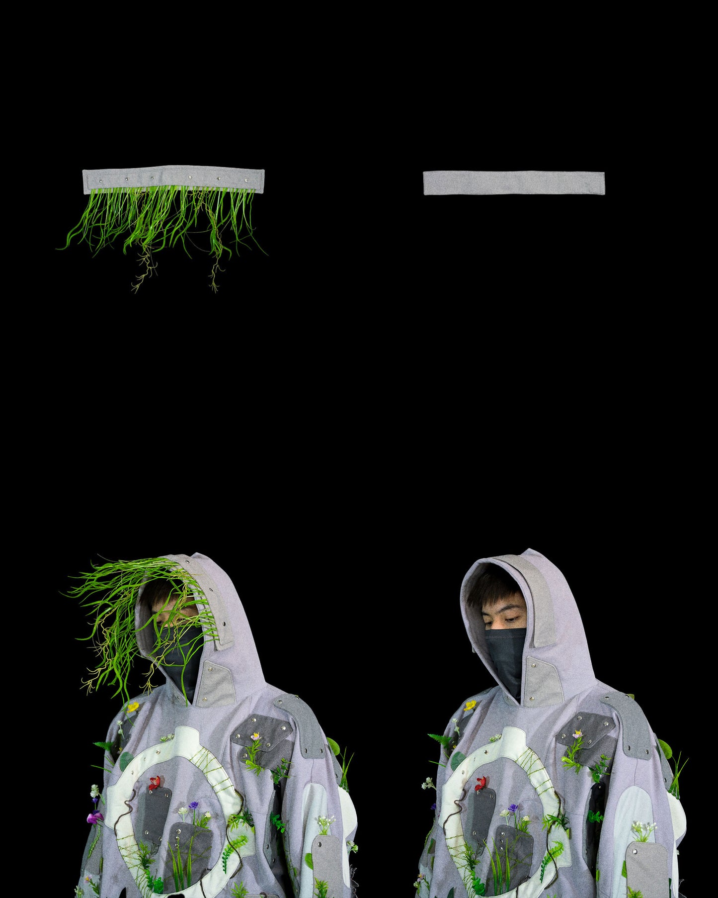 sci-fi archive fashion brutalist nature flowers hoodie, demonstration