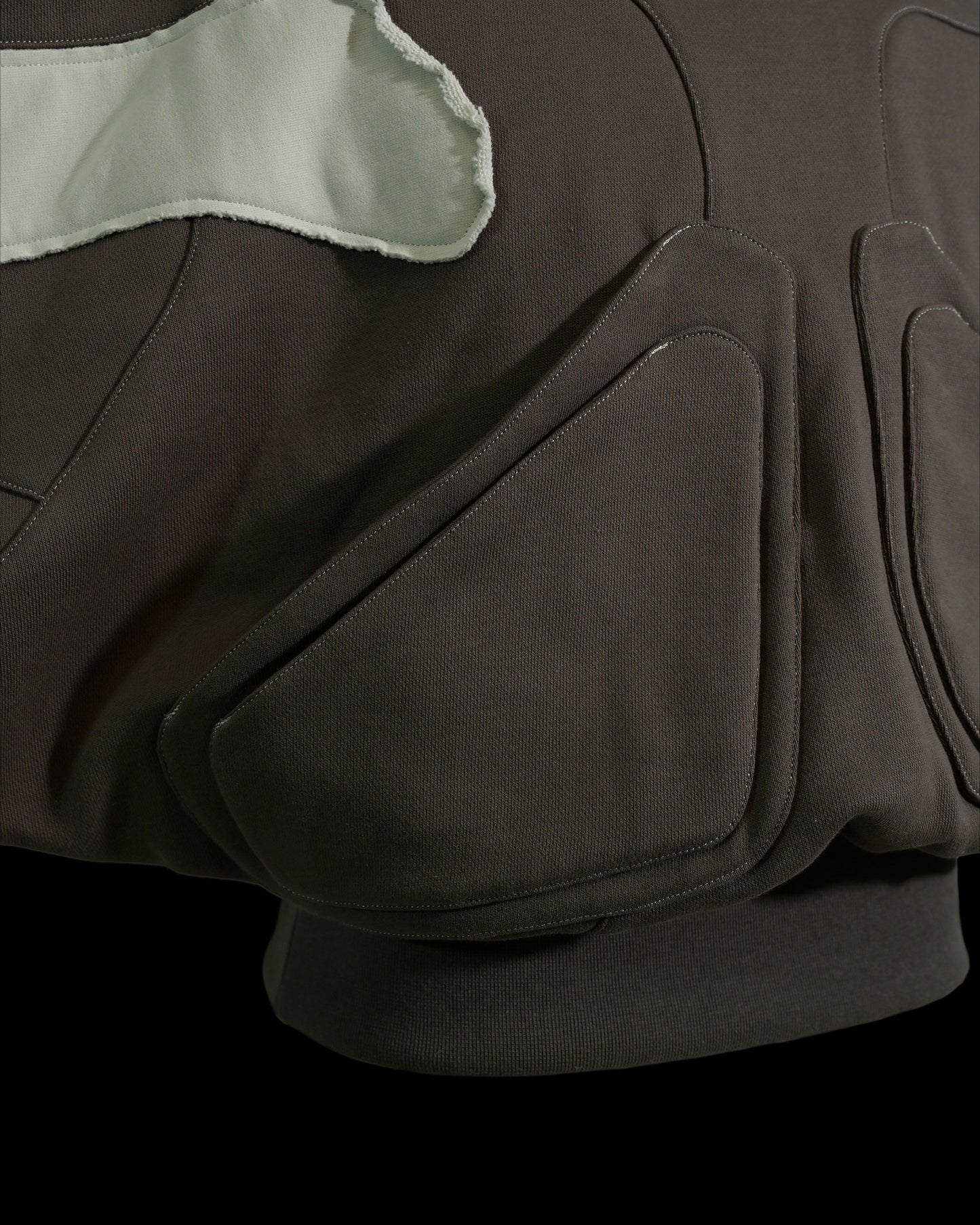 sci-fi women's mocha cropped sweater, front pockets view