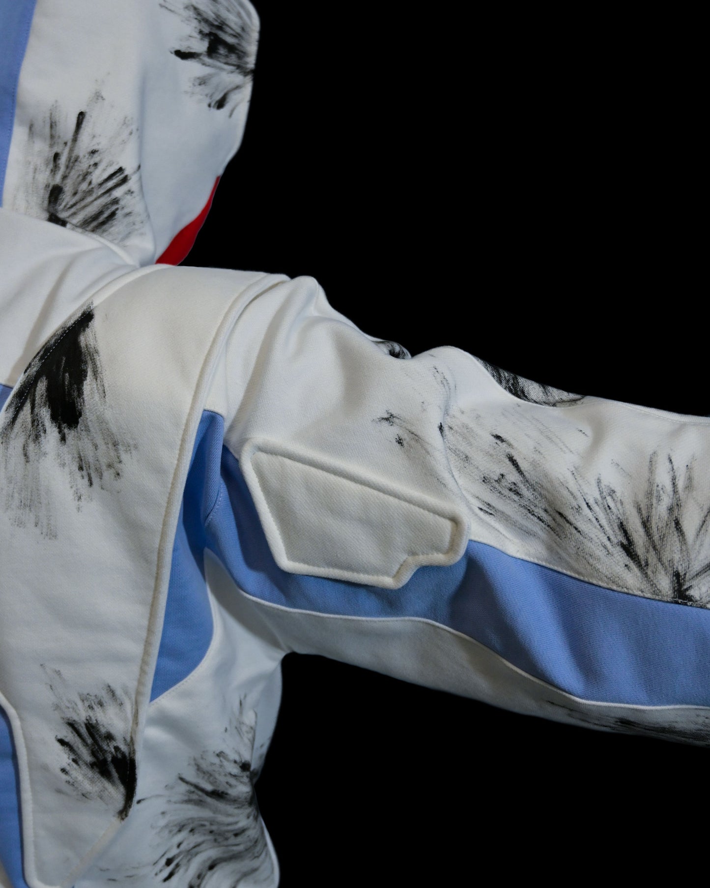 white futuristic cyber core ski jacket, sleeves