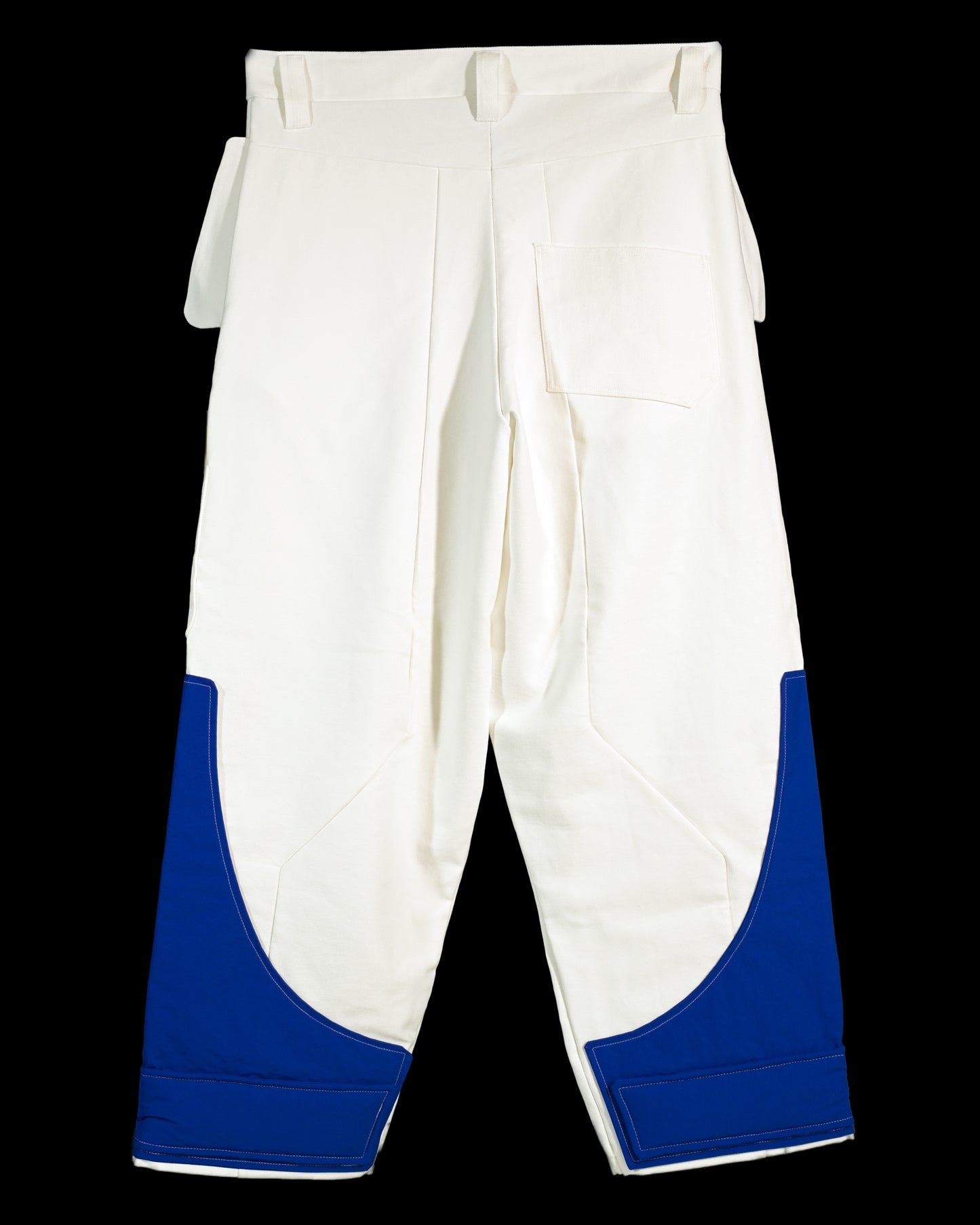white lunar space streetwear ski pants, back view