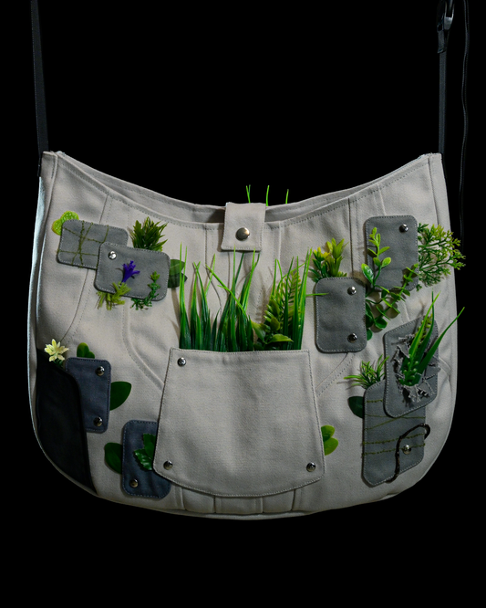 7,077 years later tote bag cyberpunk nature, front view