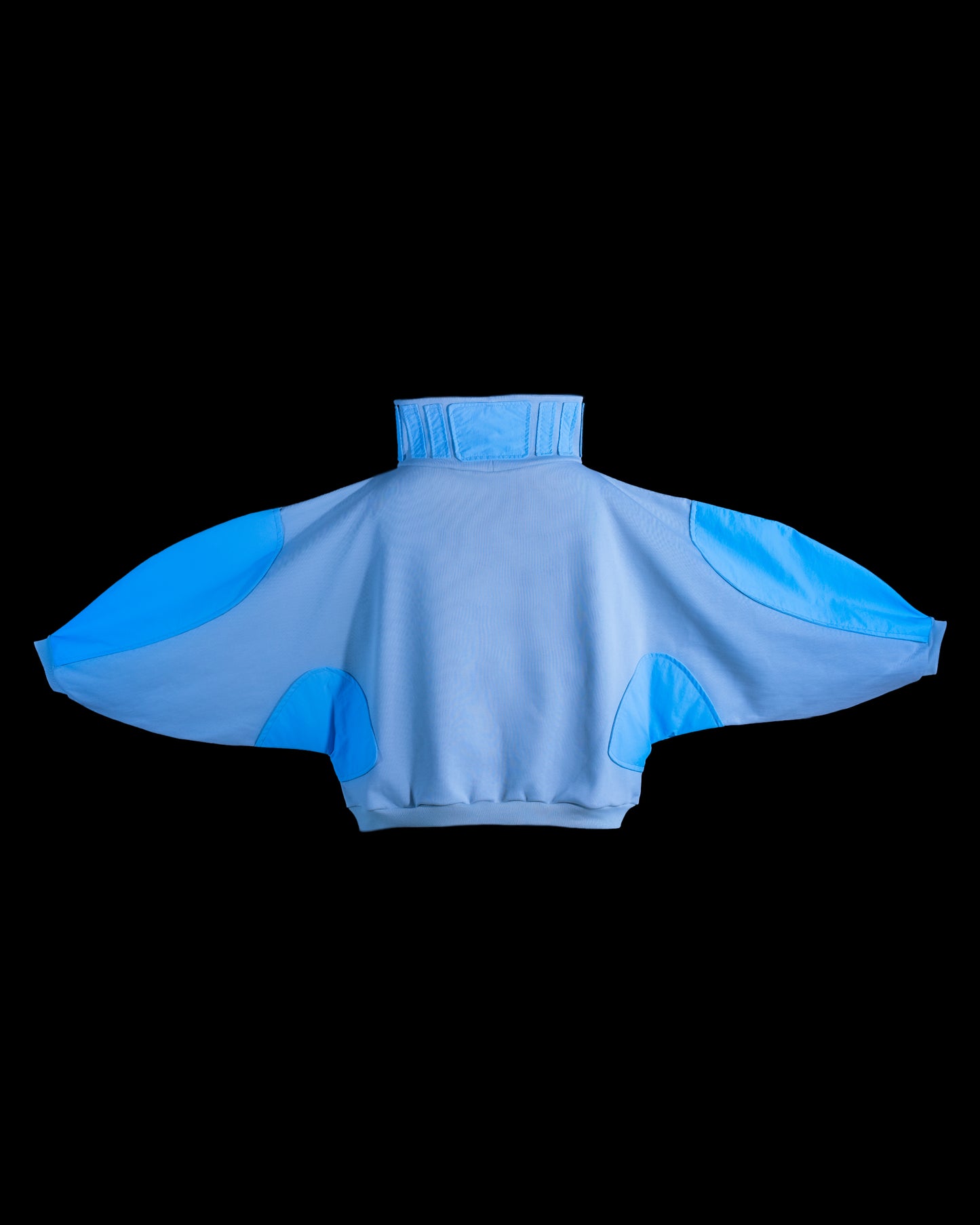 Grey spacepunk archive fashion sweater, back view