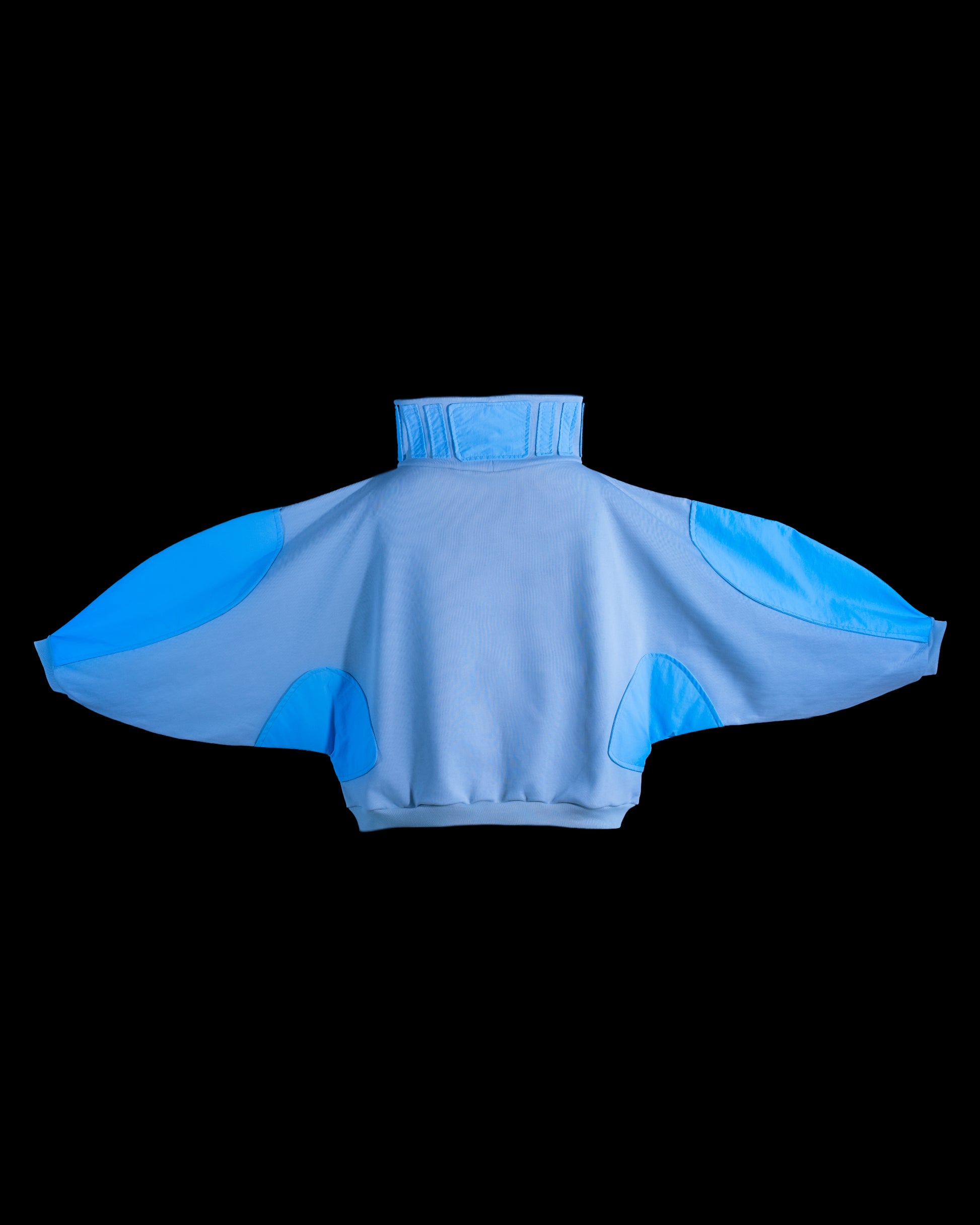 Grey spacepunk archive fashion sweater, back view