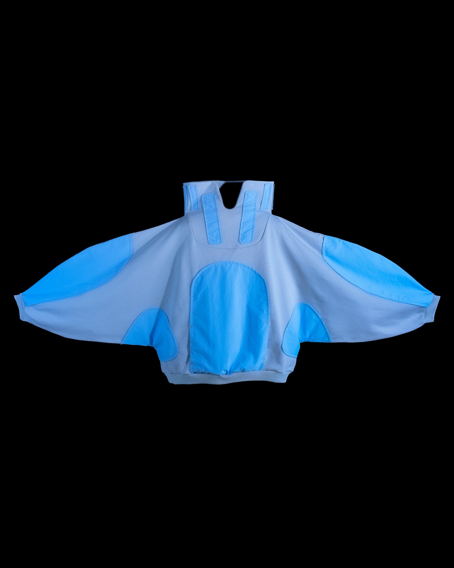 Grey spacepunk archive fashion sweater, front view