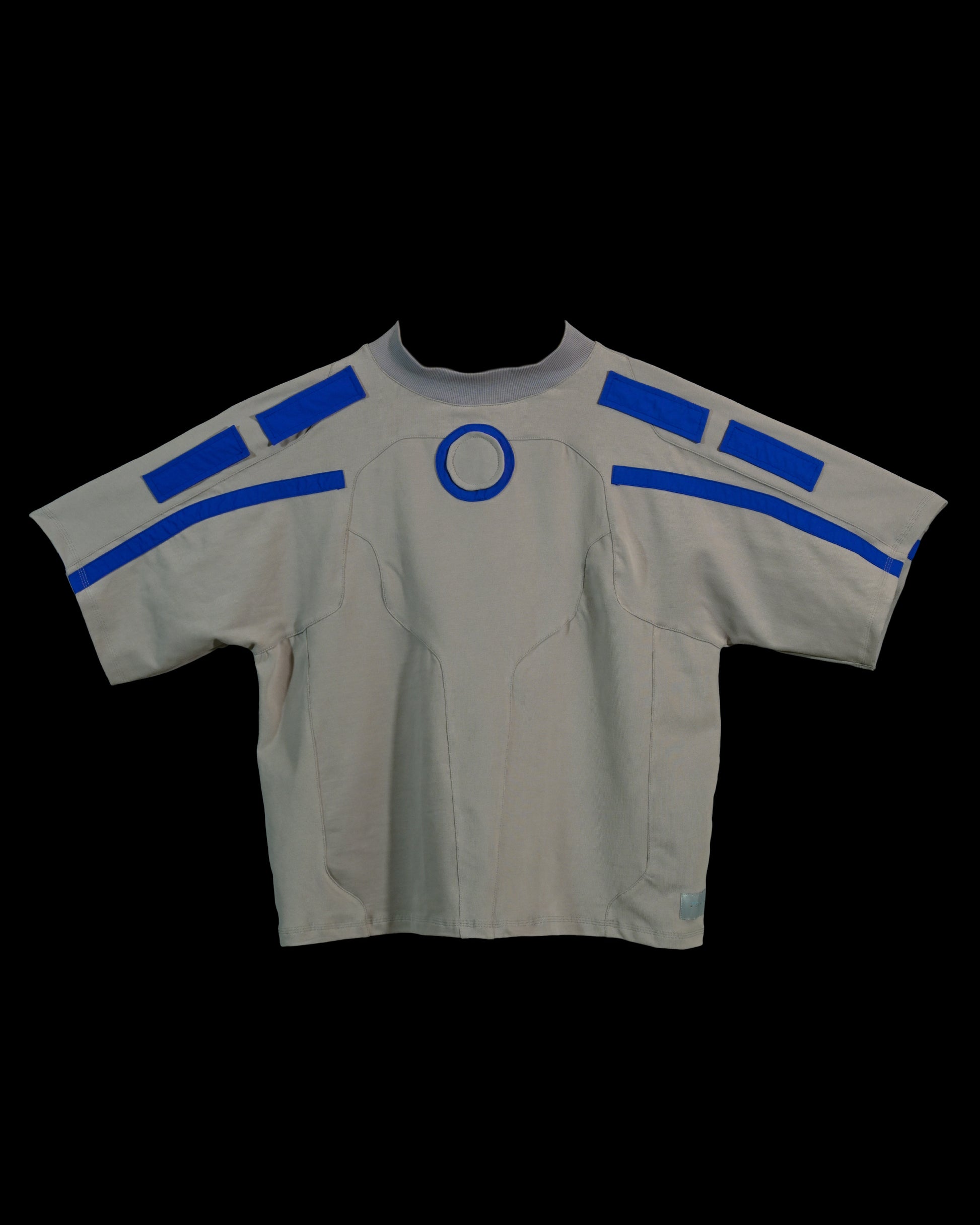 Grey grid cybercore cyberpunk underground fashion tee, front view