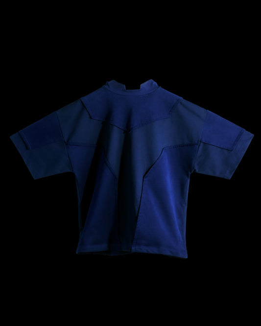 Navy heavyweight cotton industrial workwear tee, front view