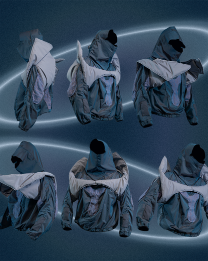 alien extraterrestrial ufo archive clothing experimental jacket, hoodie photoshoot