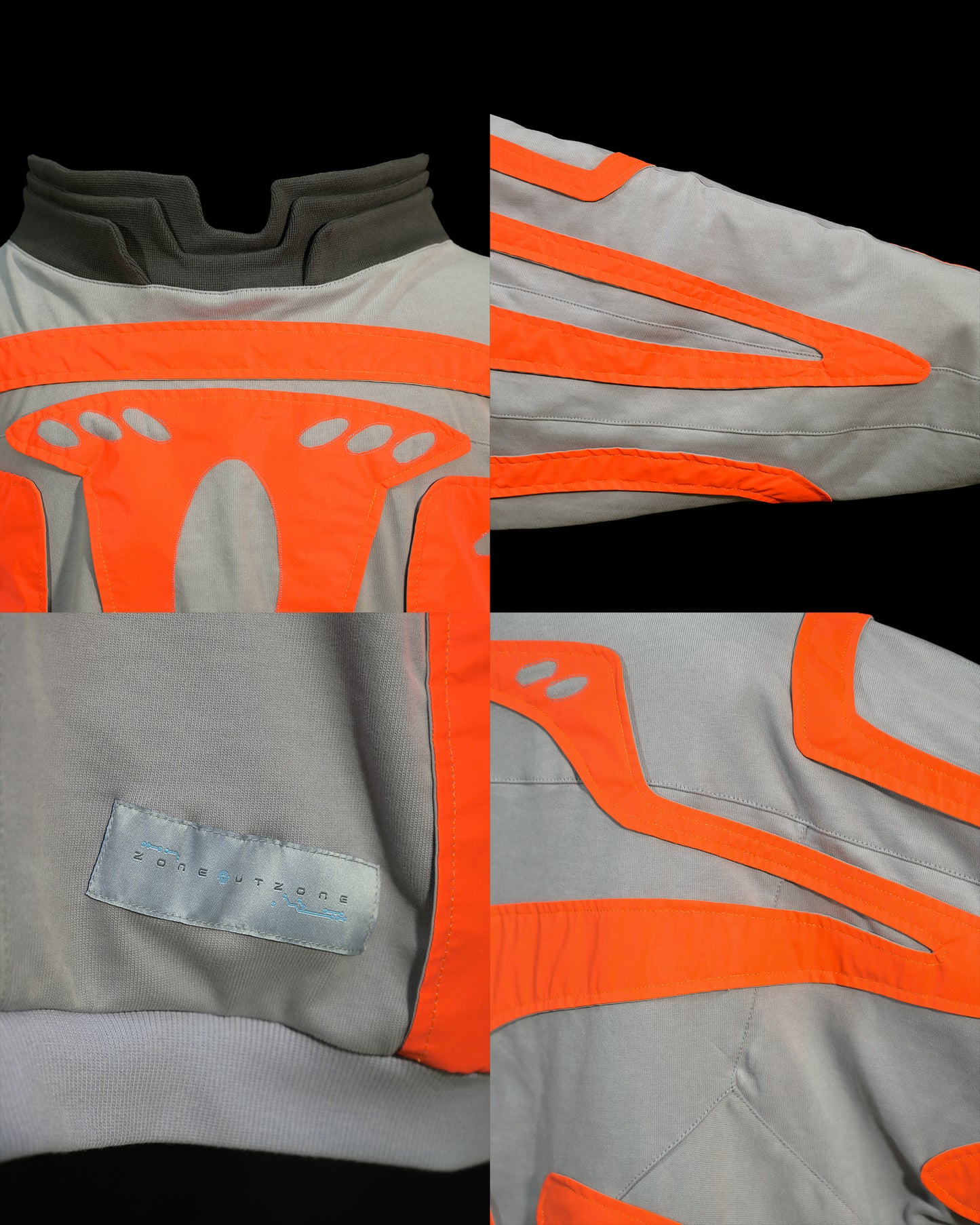 alien high fashion luxury extraterrestrial ufo long sleeve, woven tag stitching detail view
