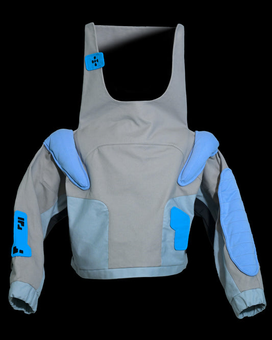 alien sci fi off world bounty hunter men jacket, front view