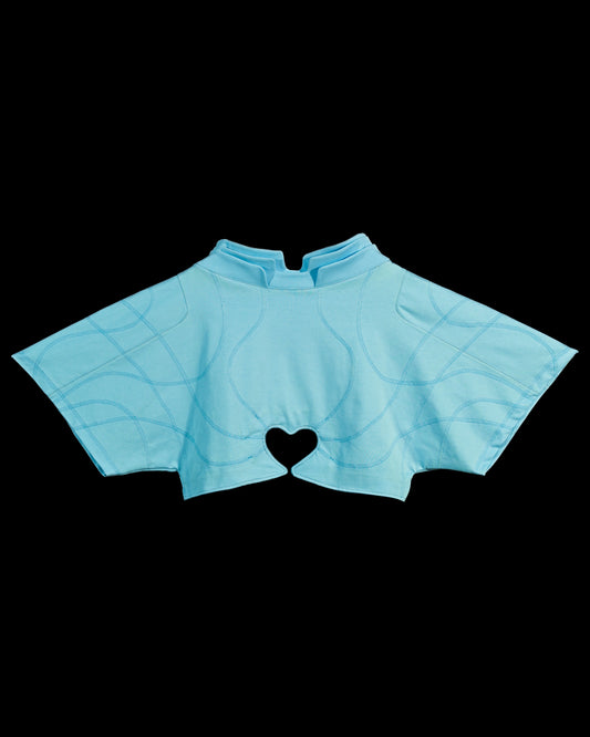 aquamarine sci-fi off world womens fashion cropped tee, front view