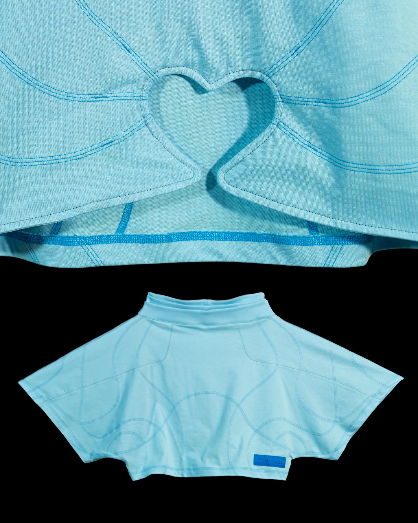 aquamarine sci-fi off world womens fashion cropped tee, heart stitching