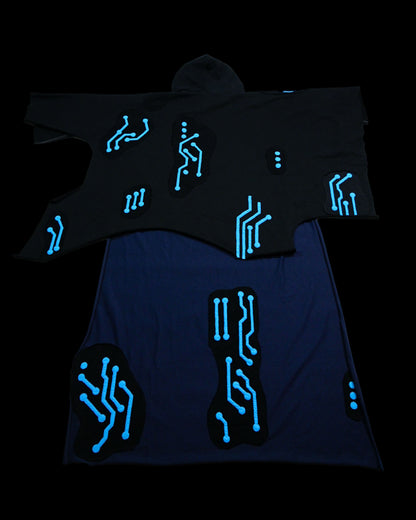 archive fashion science fiction cape cloak, back view