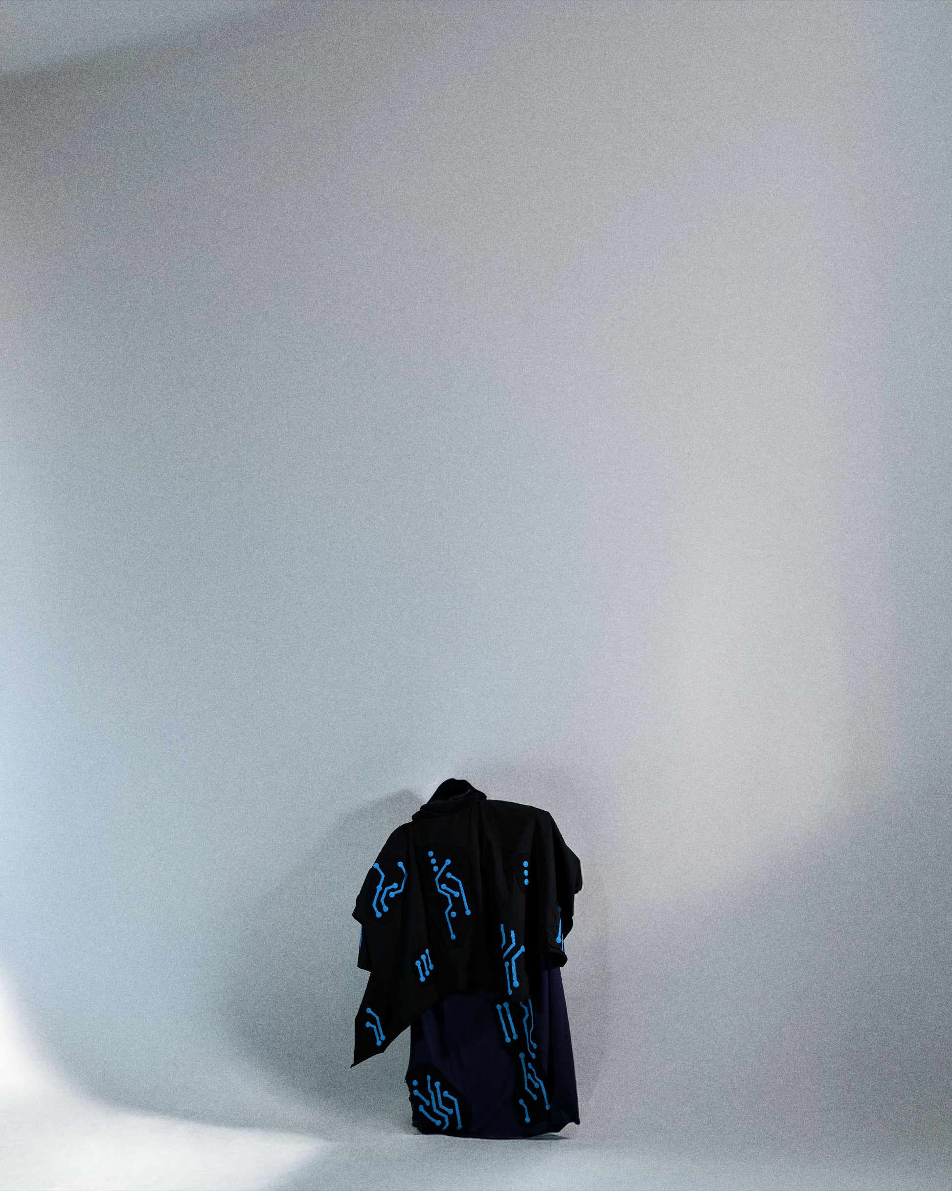 archive fashion science fiction cape cloak, background view