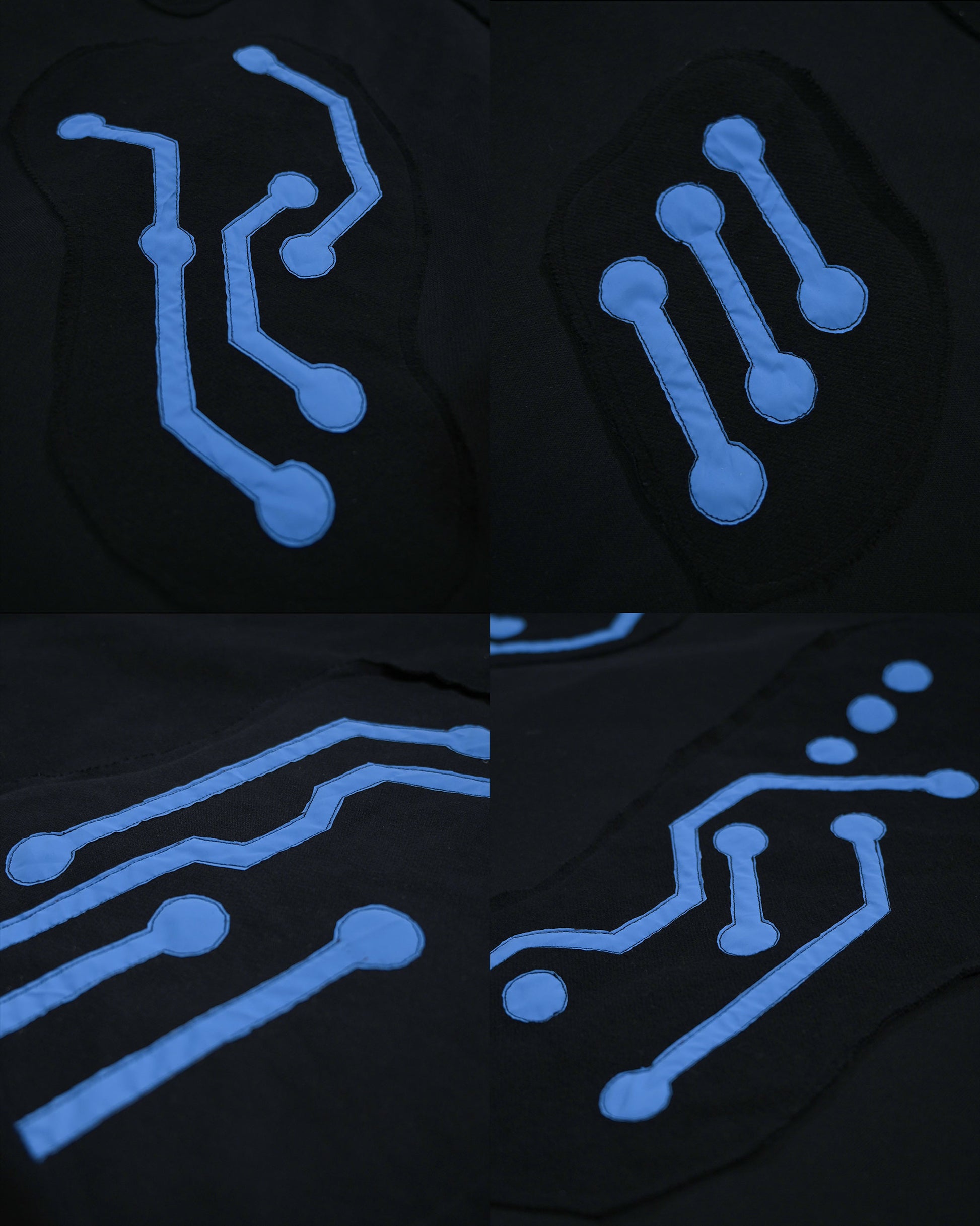 archive fashion science fiction cape cloak, stitching detail