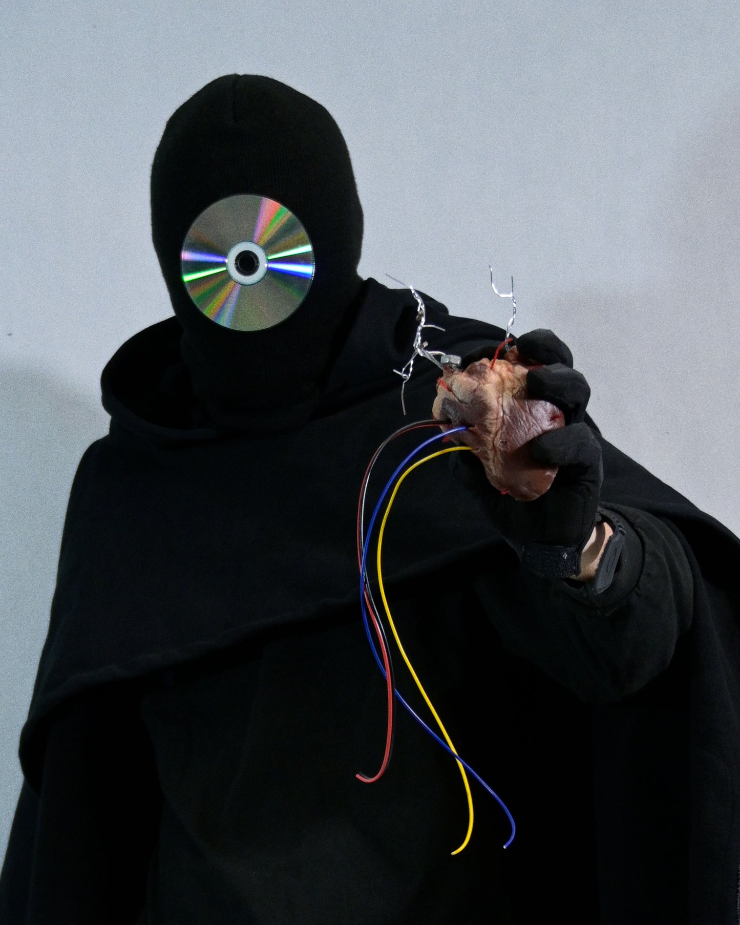 archive fashion science fiction cape cloak, front model view