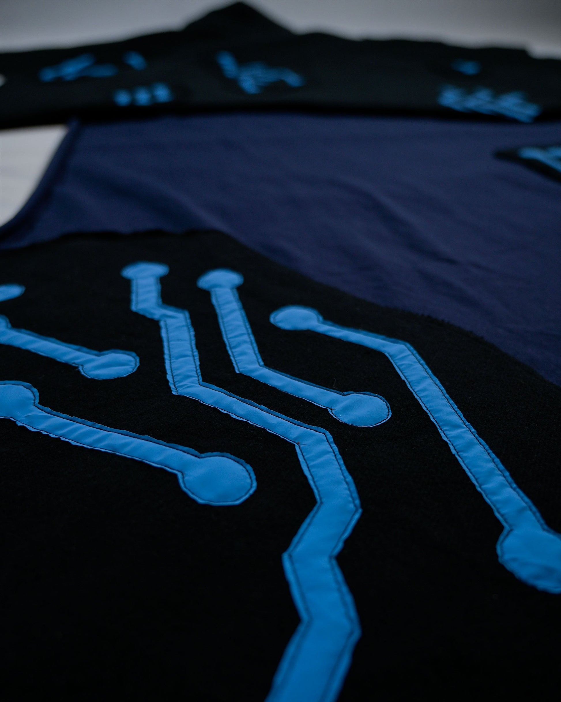 archive fashion science fiction cape cloak, stitching view