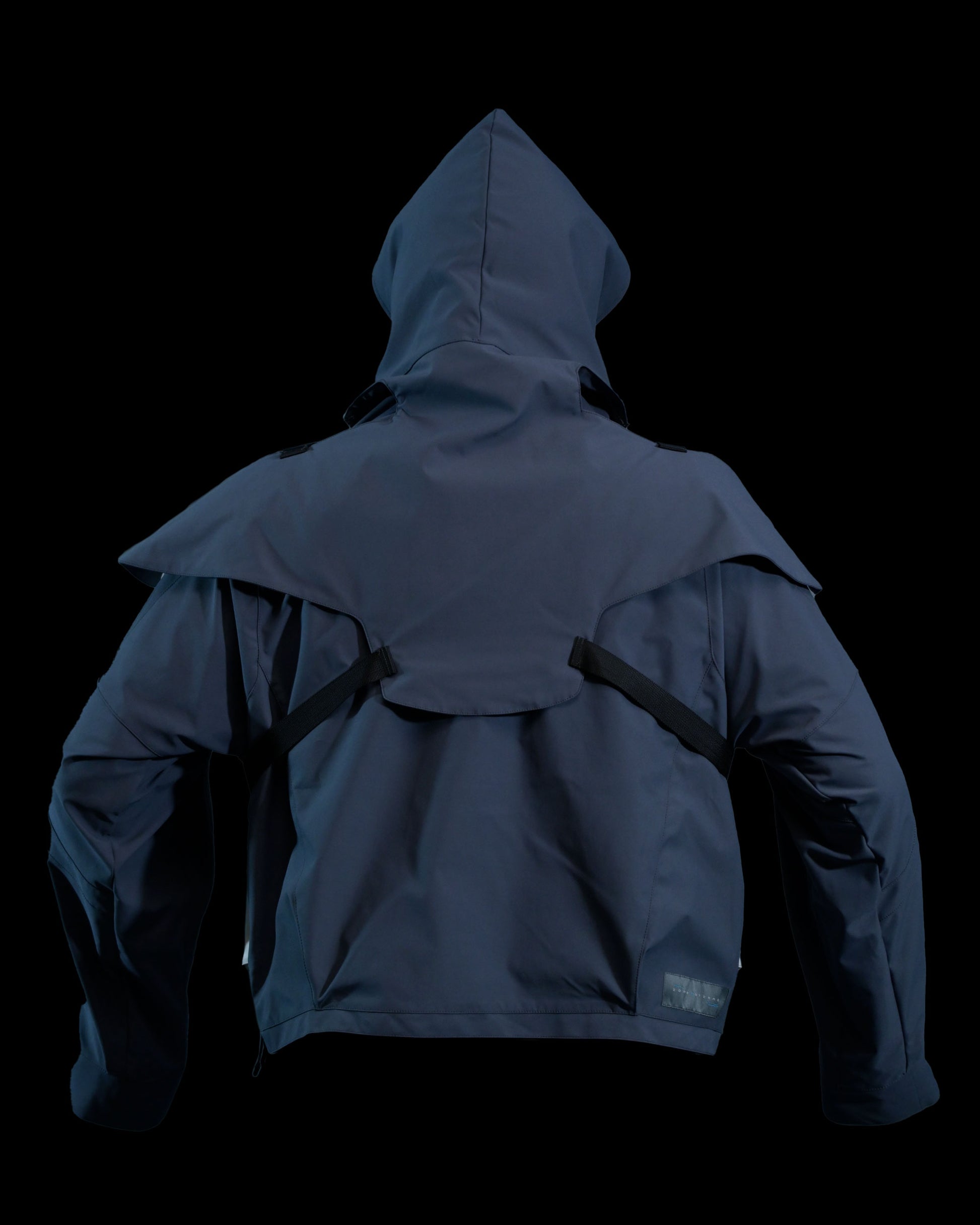 astro space tech wear cyberpunk jacket, back view
