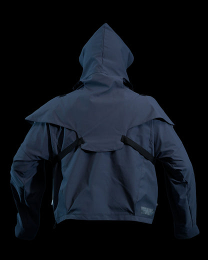 astro space tech wear cyberpunk jacket, back view