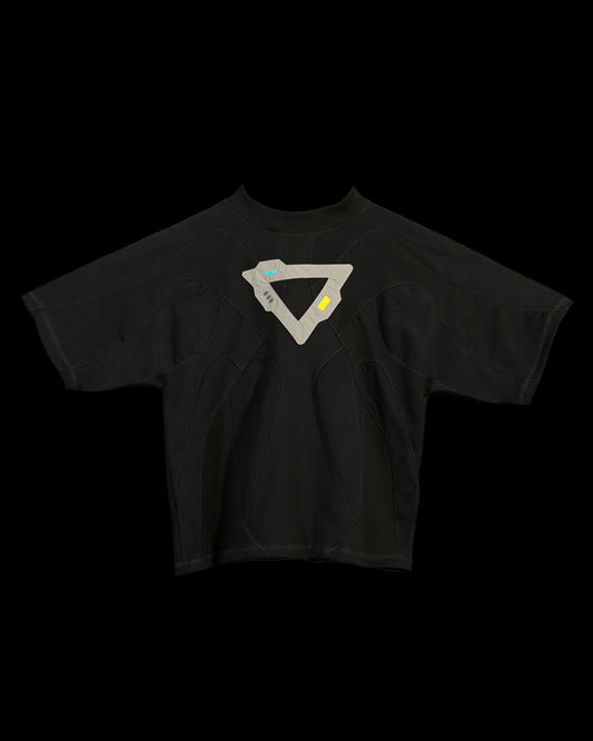 black alien modular archive fashion tee, front view