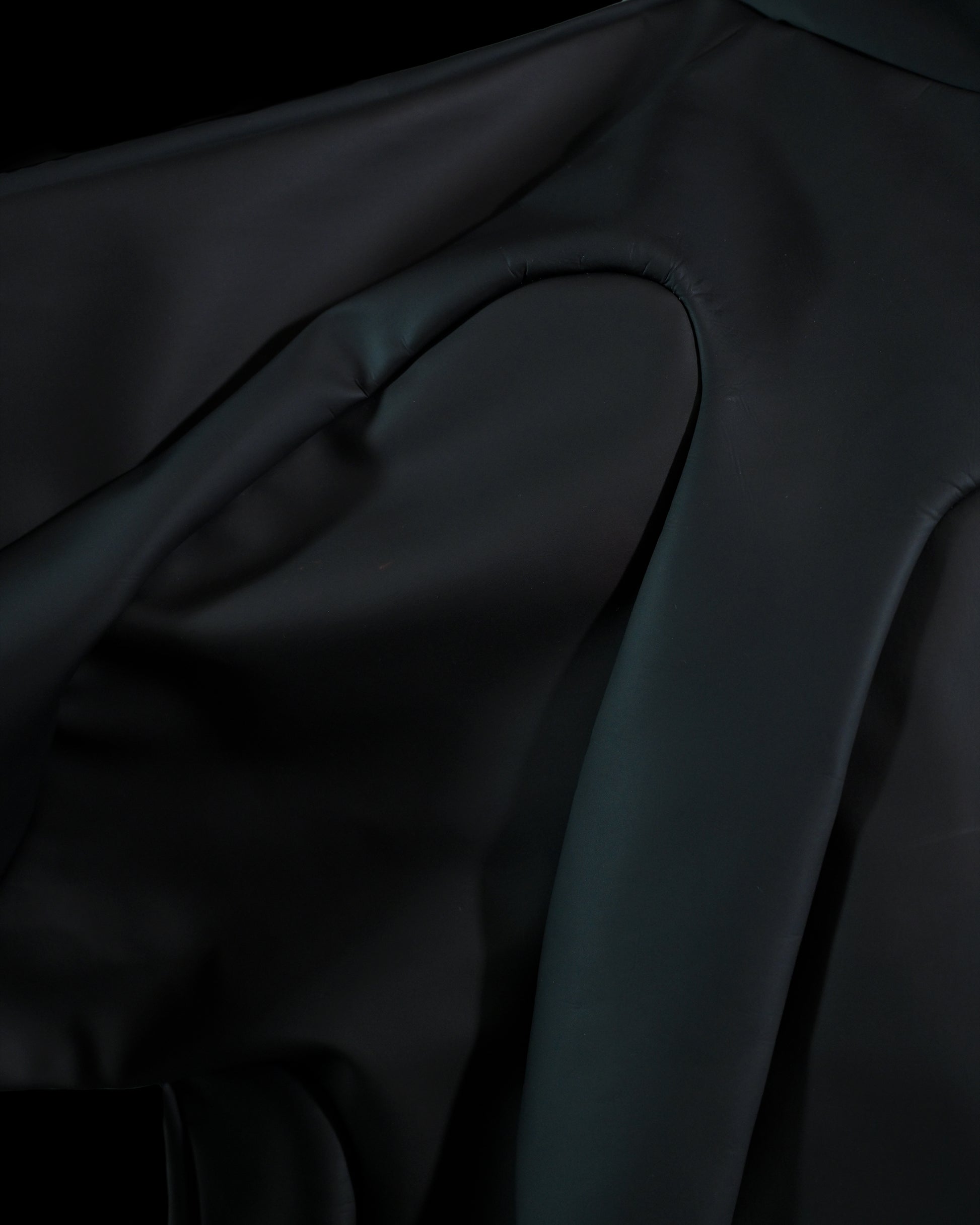 black archive fashion heat reactive leather hoodie, stitching detail
