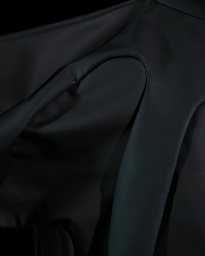 black archive fashion heat reactive leather hoodie, stitching detail