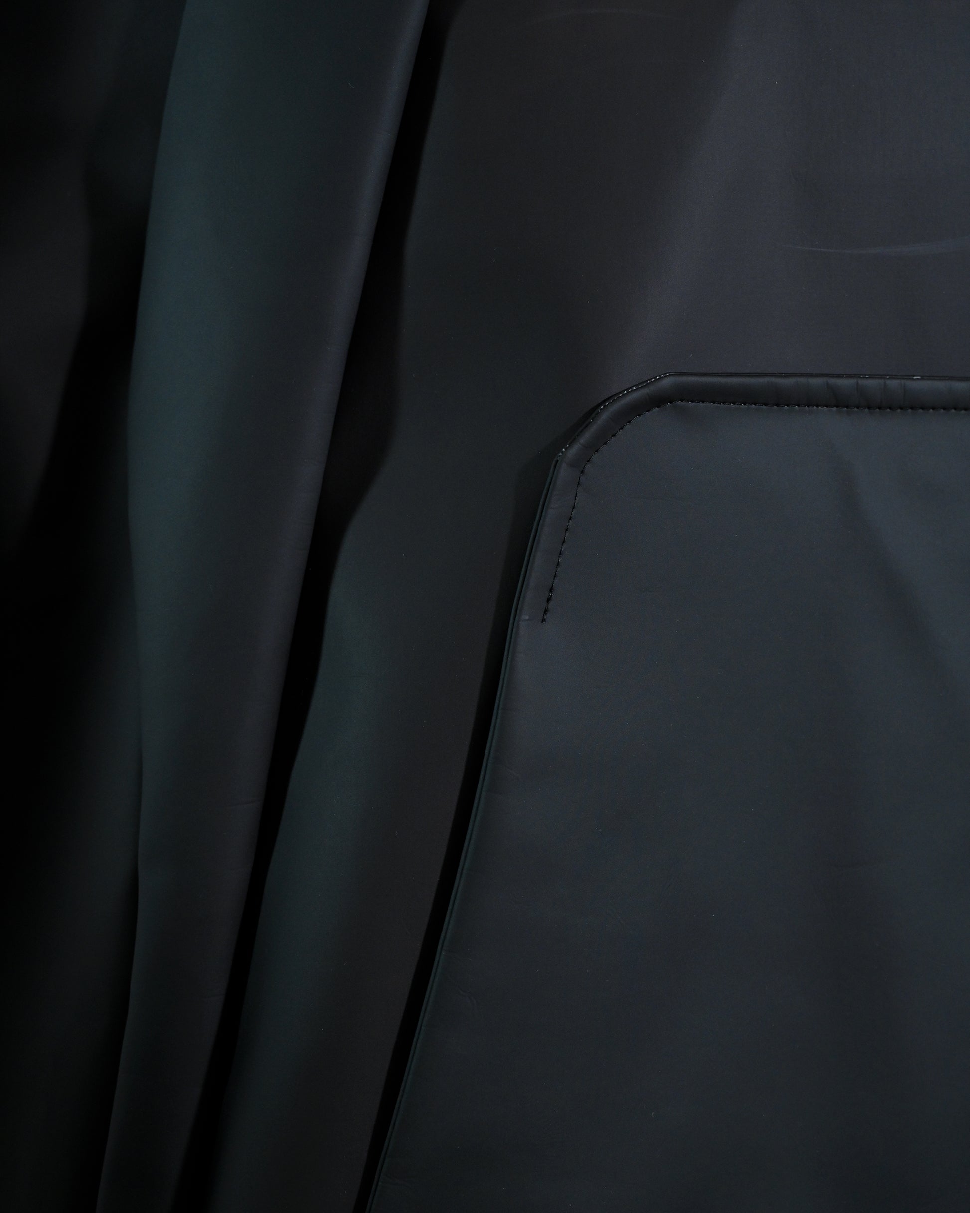 black archive fashion heat reactive leather hoodie, front pocket view