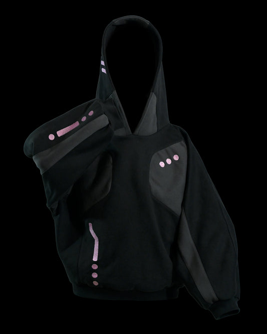 black cybercore archive fashion women's hoodie, front view